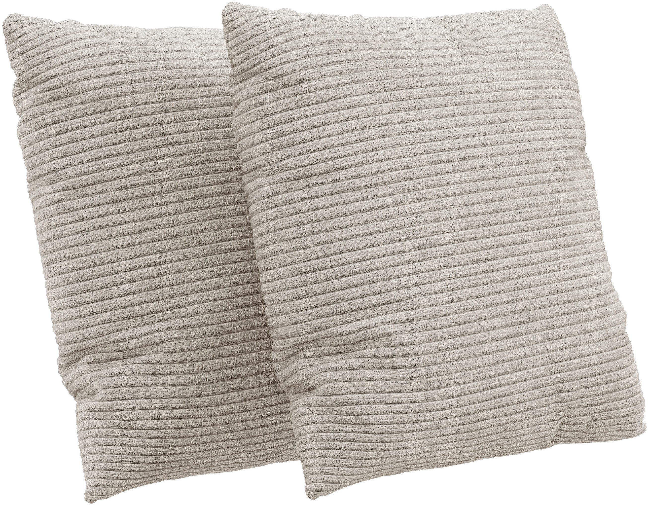 RAUM.ID Bankkussen Innovid set van 2 kussens verkrijgbaar in twee maten sierkussens maat Breedribcord beige