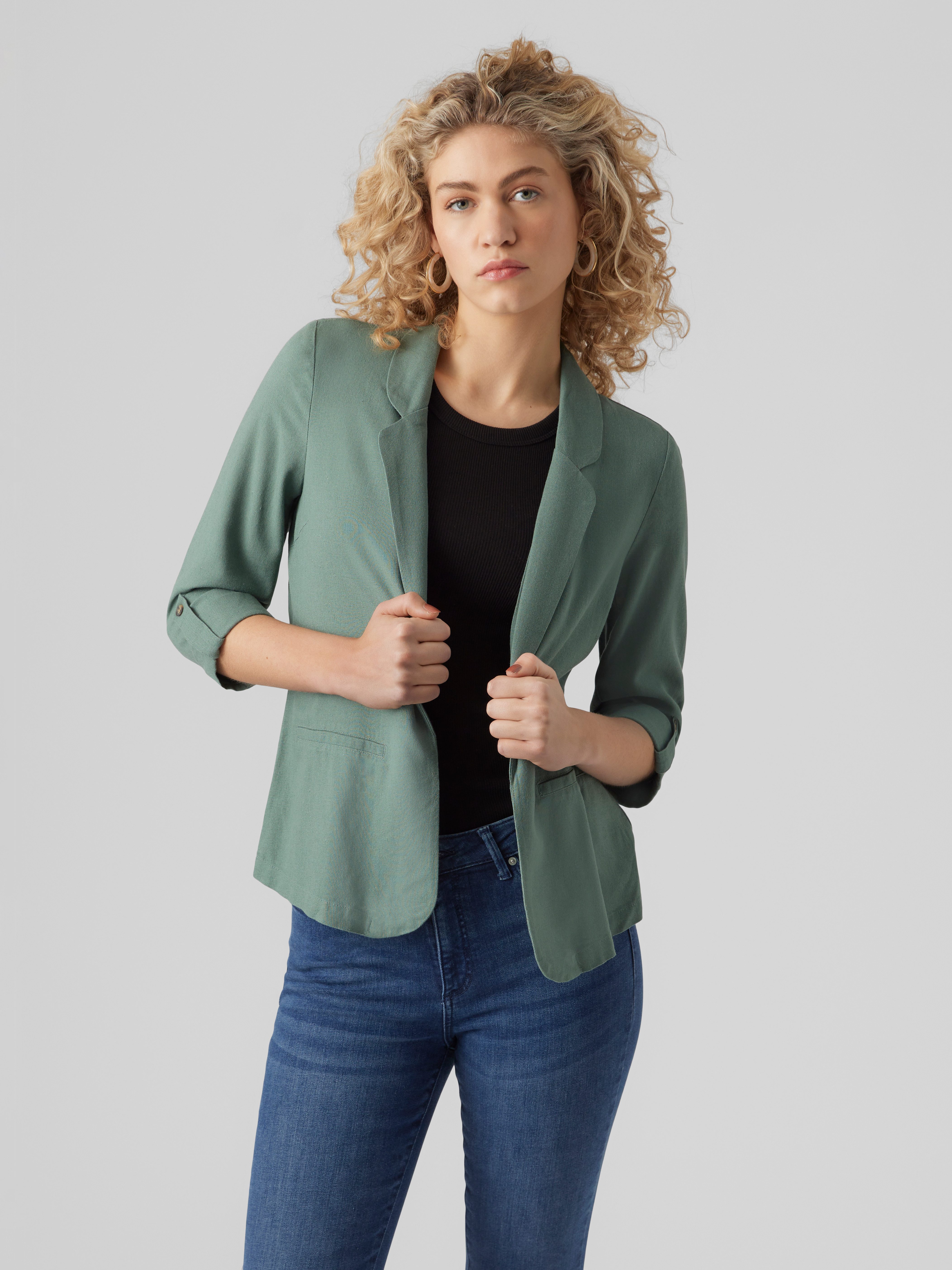 Vero Moda Korte blazer VMJESMILO 3/4 LOOSE BLAZER WVN GA NOOS dames korte blazers maat XL (42) groen