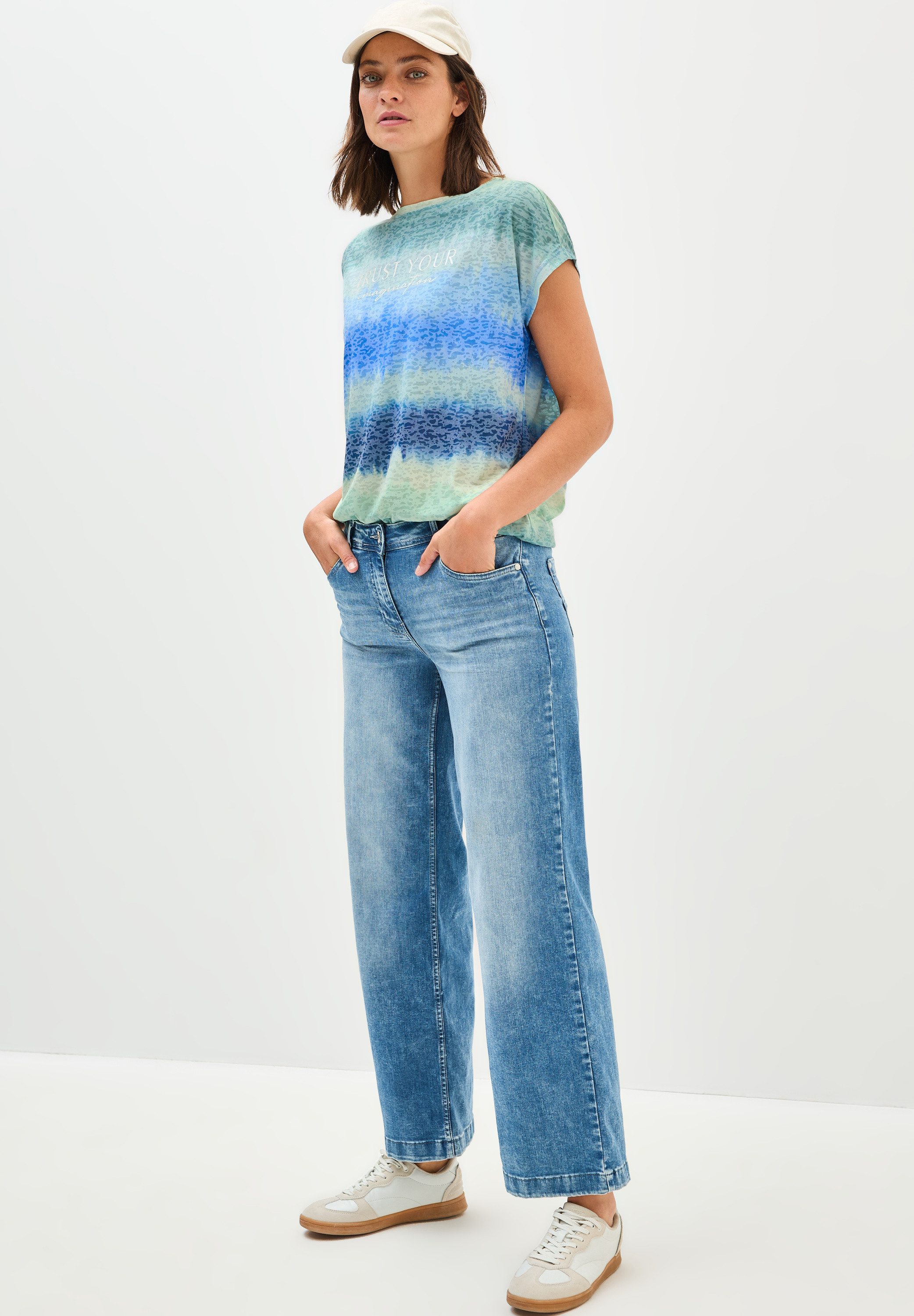 Cecil T-shirt in etskant-look