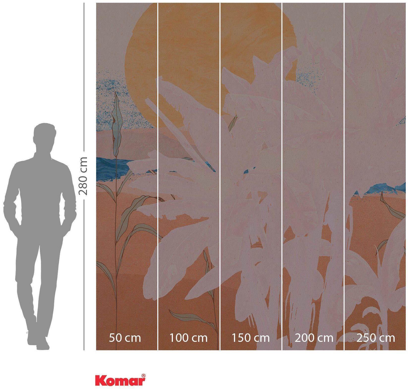 Komar Vliesbehang Digitale print vlies - Platanos Pink - Afmeting 250 x 280 cm
