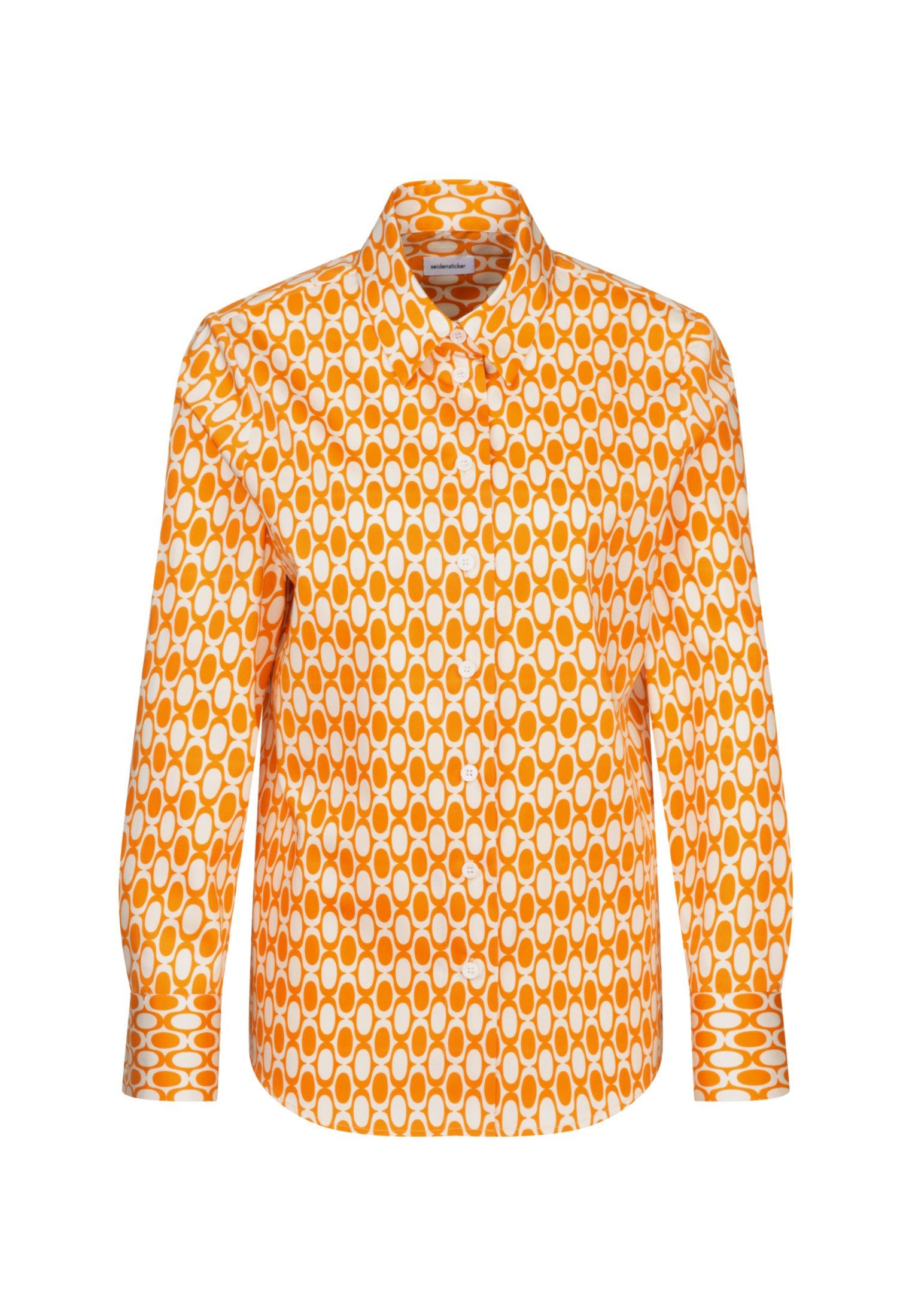 seidensticker Overhemdblouse Zwarte roos Lange mouwen kraag geometrische motieven