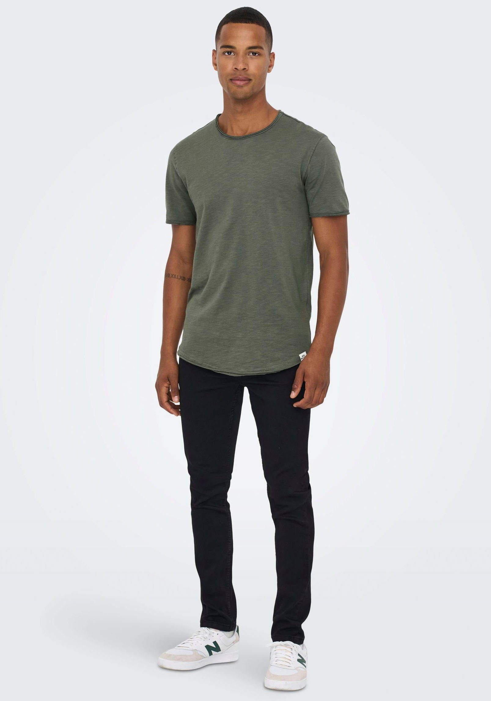 ONLY & SONS Shirt met ronde hals ONSBENNE LONGY SS TEE NF 7822 NOOS