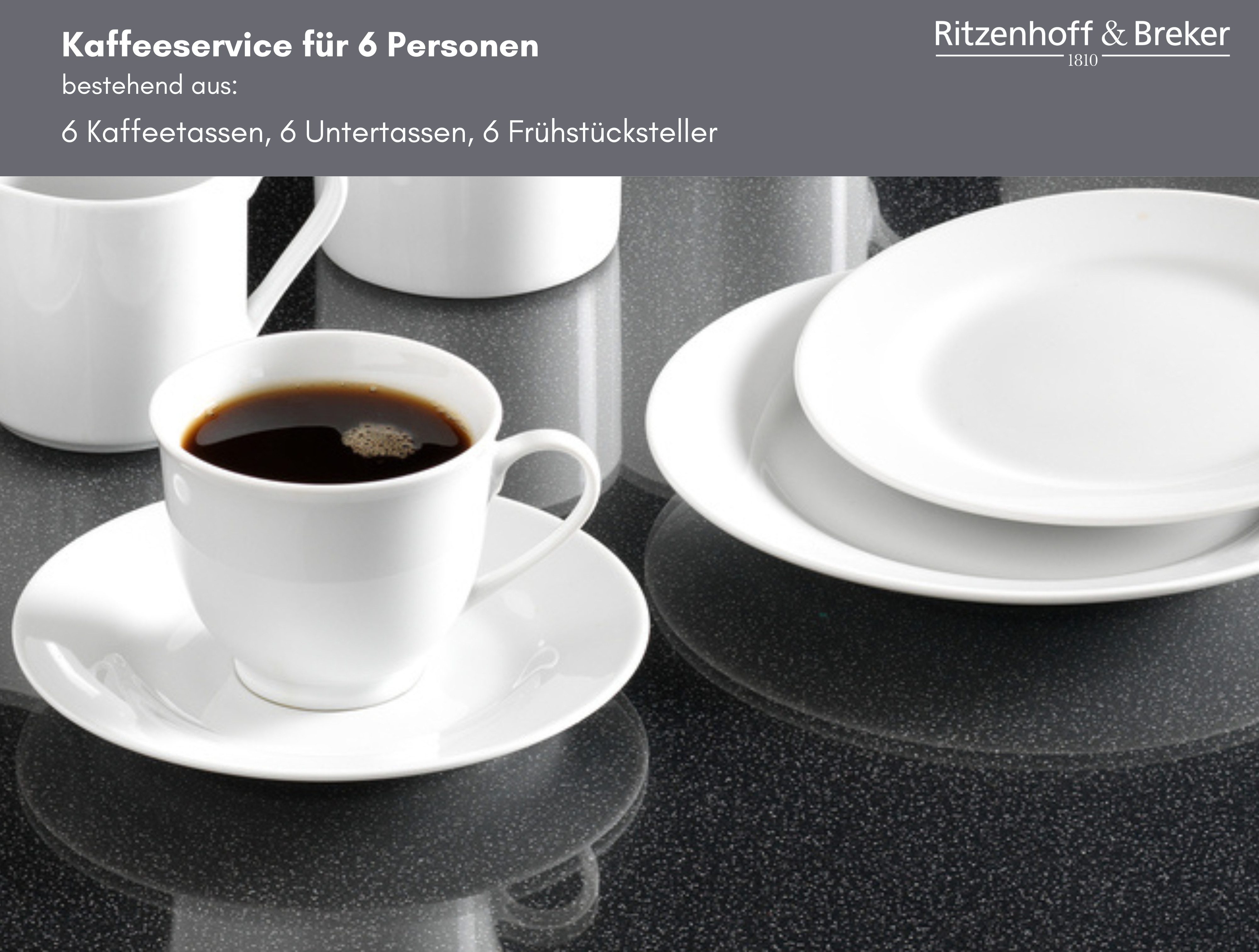 Ritzenhoff & Breker Koffieservies Bianco klassiek en eenvoudig, effen (set, 18-delig)