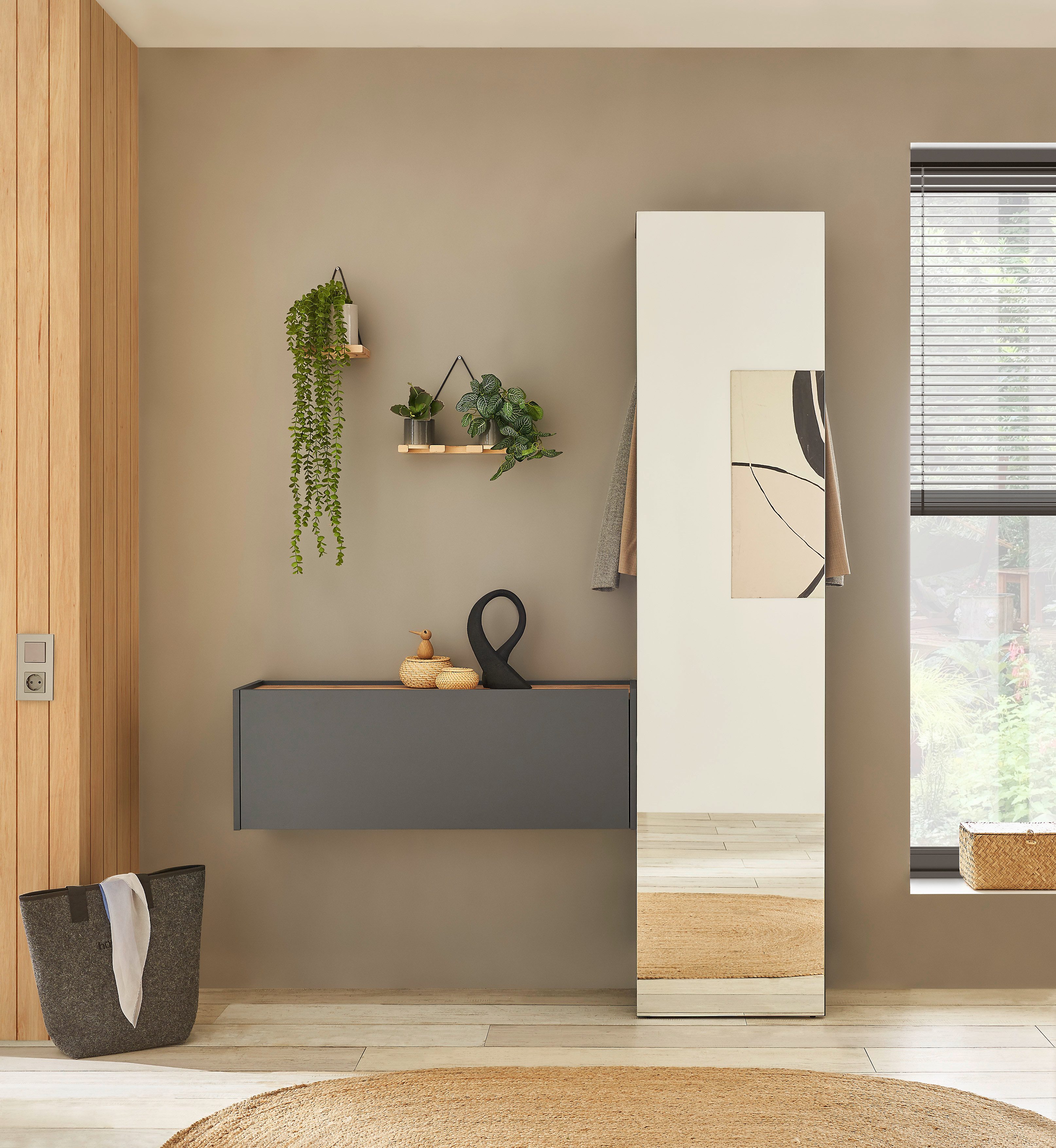 INOSIGN Kledingkast GIRON/CiTY, Kast met spiegelfront, Kledingkast, Wotan Eik met kledingstang, modern design, aan beide zijden geopend, 50 cm breed