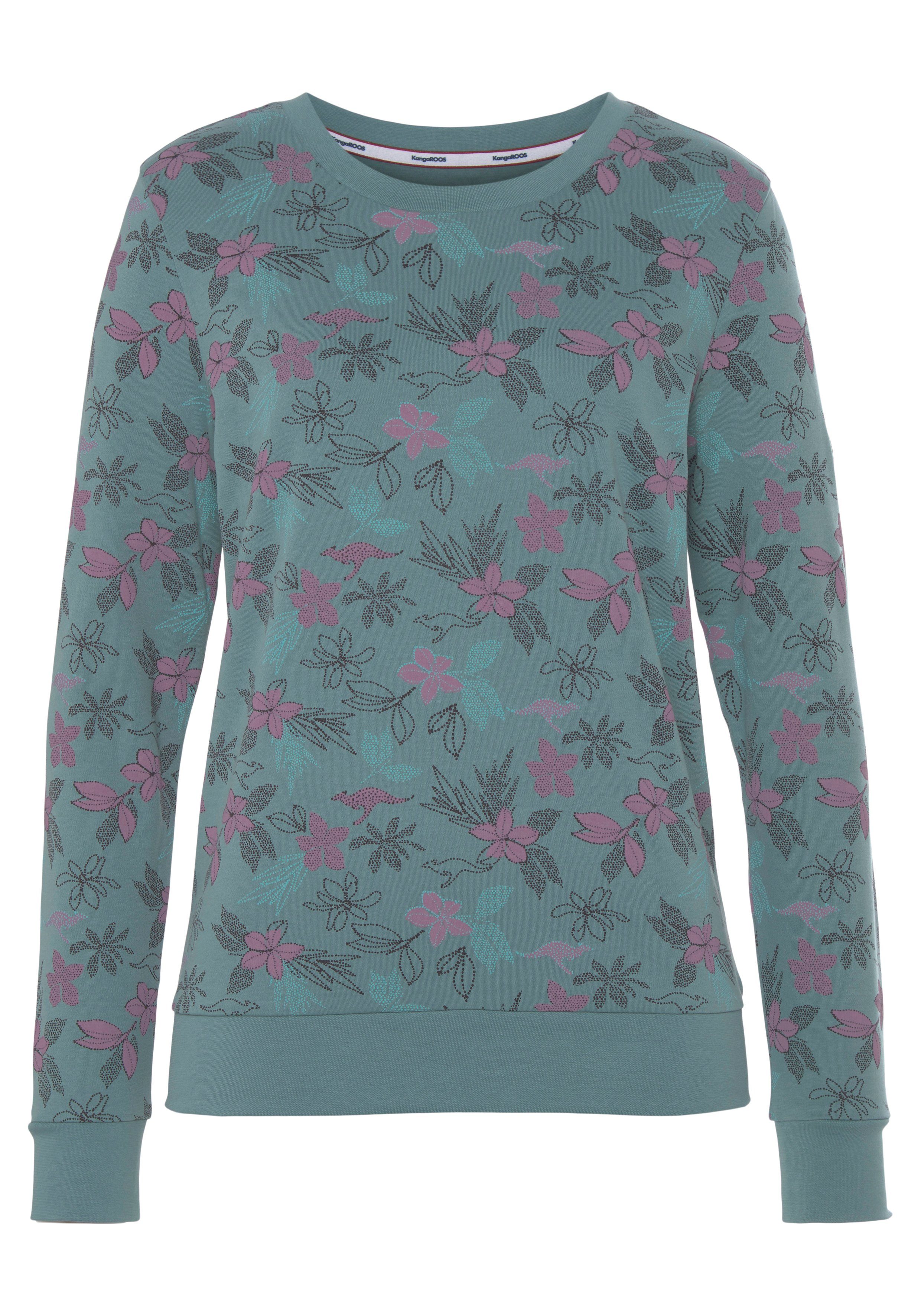 KangaROOS Sweatshirt Langarm, casual snit, gebloemd, ronde hals