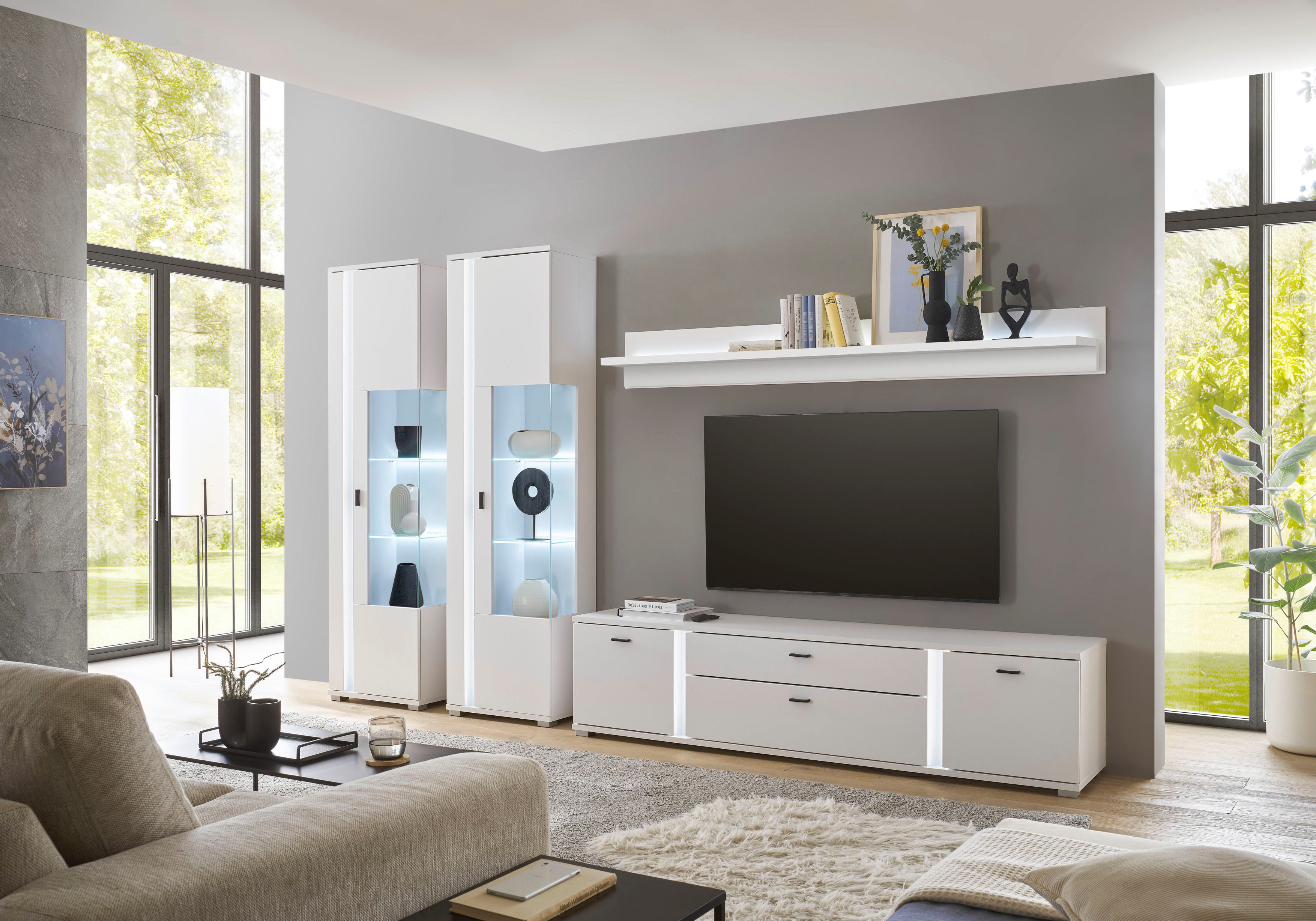 INOSIGN Tv-meubel Long Island in moderne trendkleur, inclusief verticale verlichting, breedte 200 cm (1 stuk)