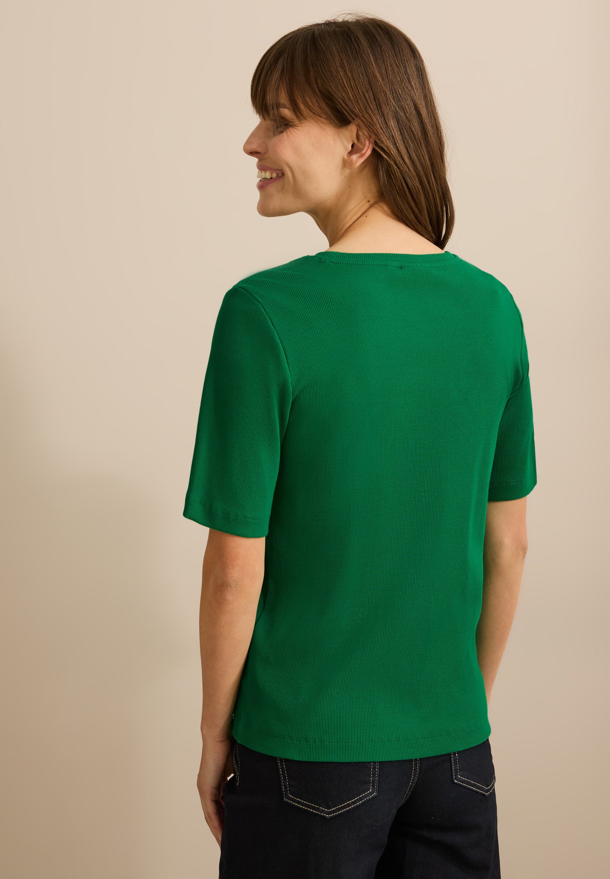 Cecil T-shirt met fijne ribstructuur