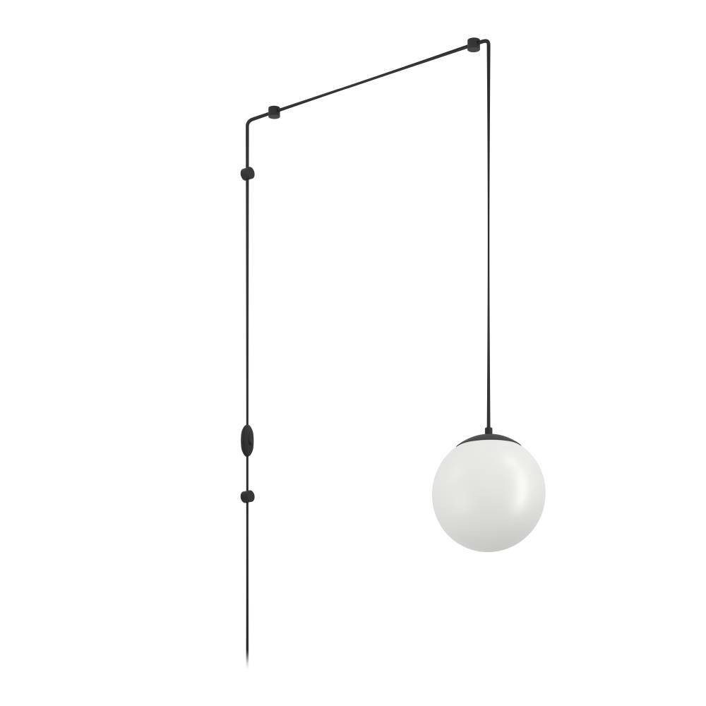 EGLO Hanglamp Rondo 3 Hanglamp, eettafellamp van zwart metaal en wit glas, E27 (1 stuk)