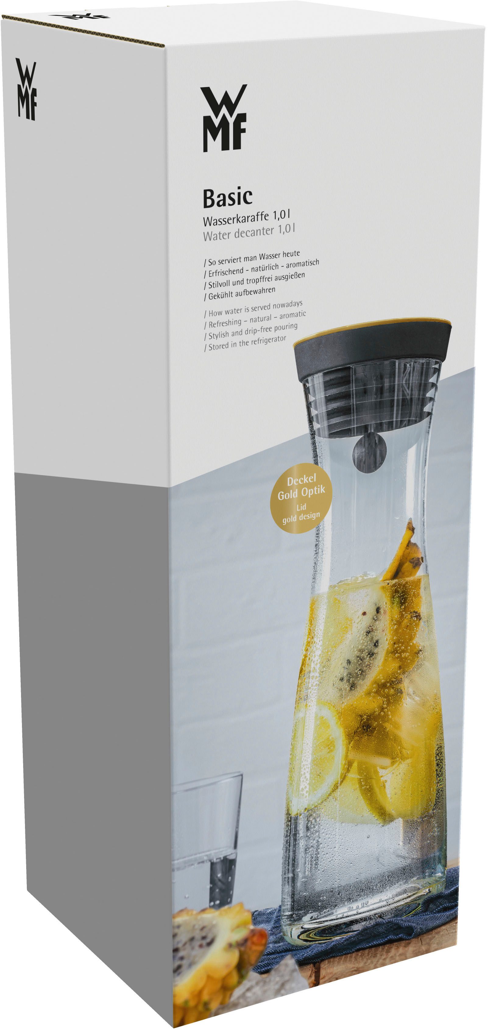 WMF Waterkaraf Basic 1 liter, glazen karaf, geïntegreerd zeefje, druppelvrij