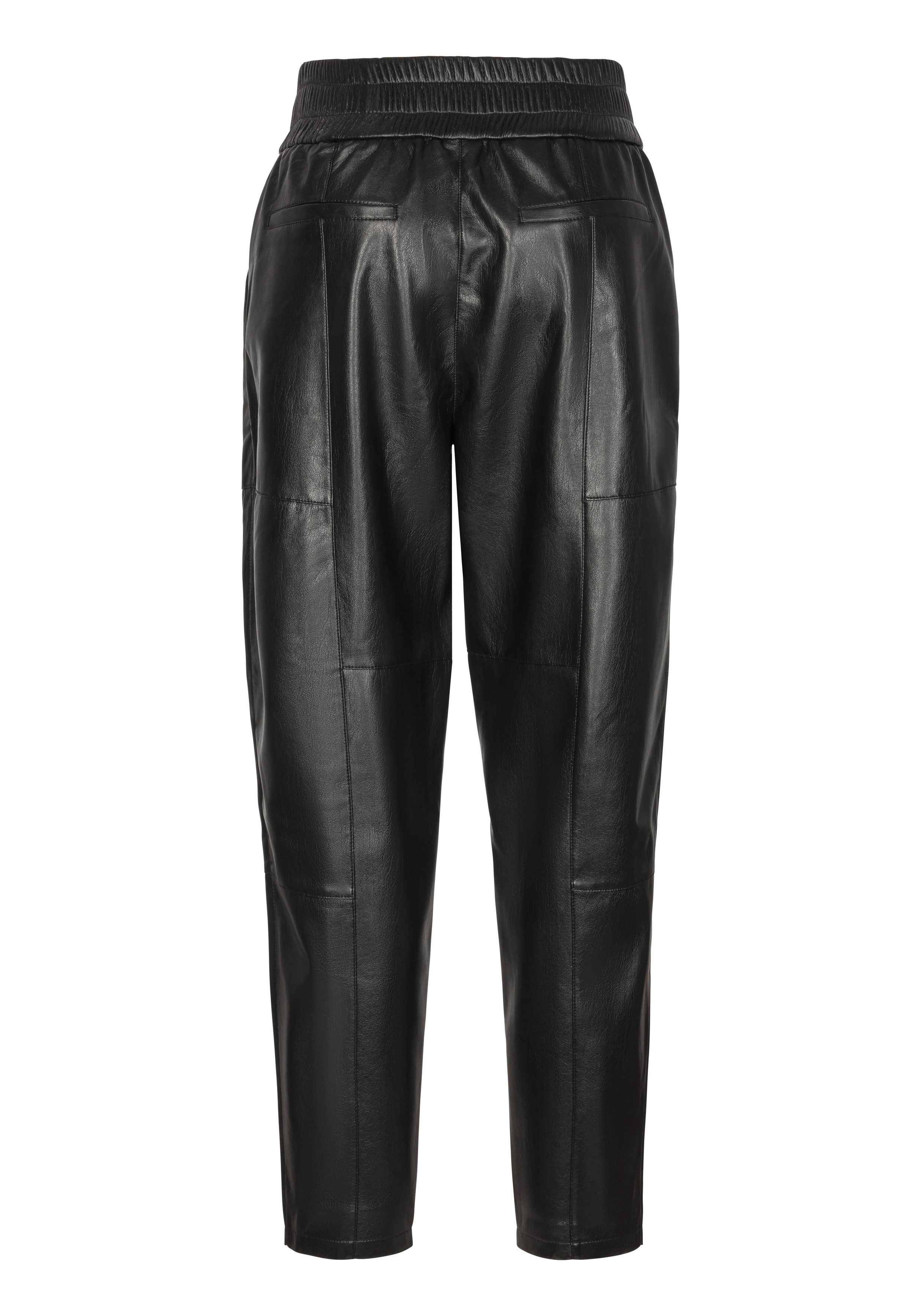 Boss Orange Imitatieleren broek met elastische tailleband