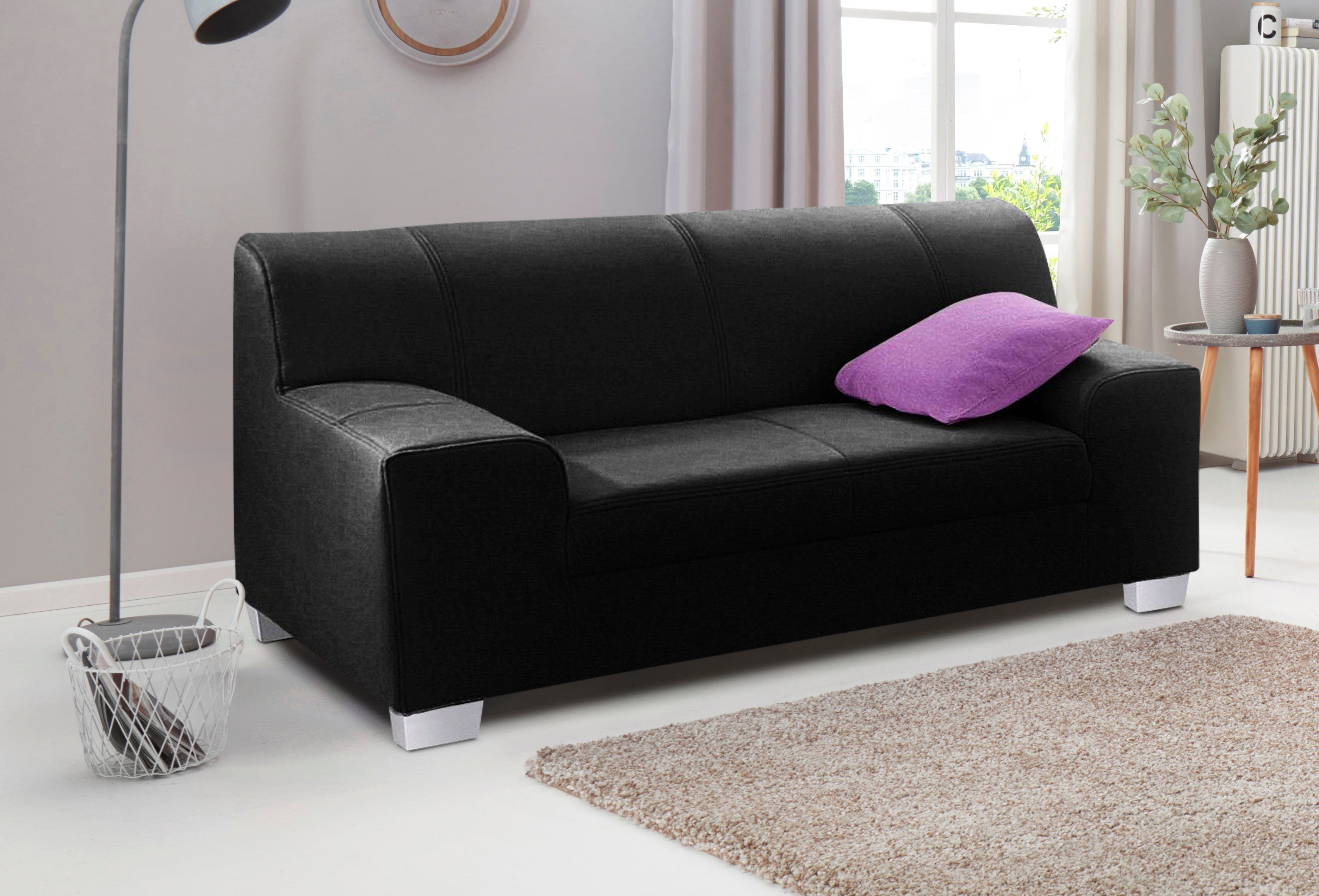 DOMO collection 2-zitsbank Amando tijdloos en modern, comfortabel, in veel bekledingsvarianten, ook in leer