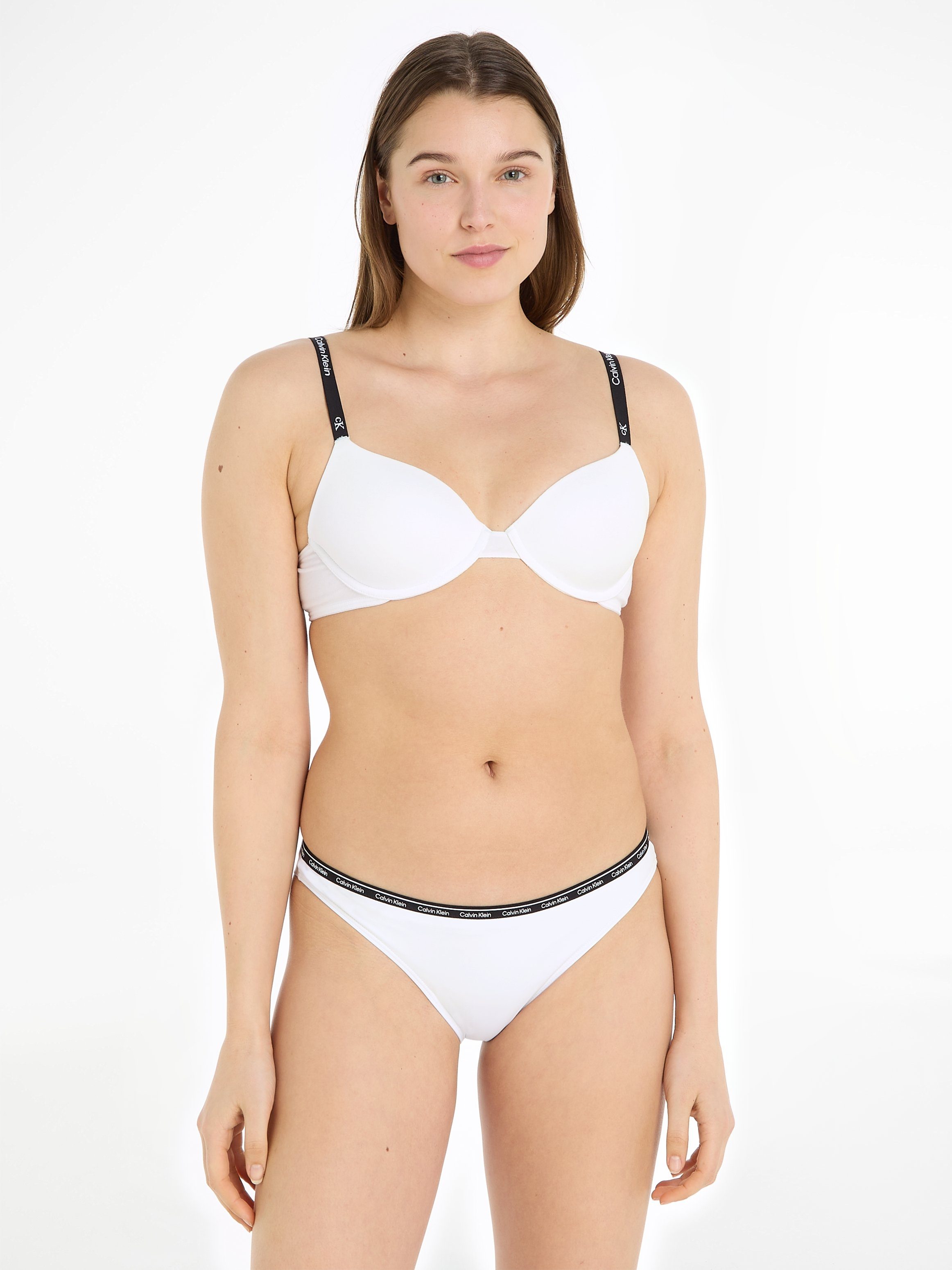 Calvin Klein Beugel-bh LIGHTLY LINED DEMI met logoprint op de bandjes dames beugel bh's maat 80 F wit