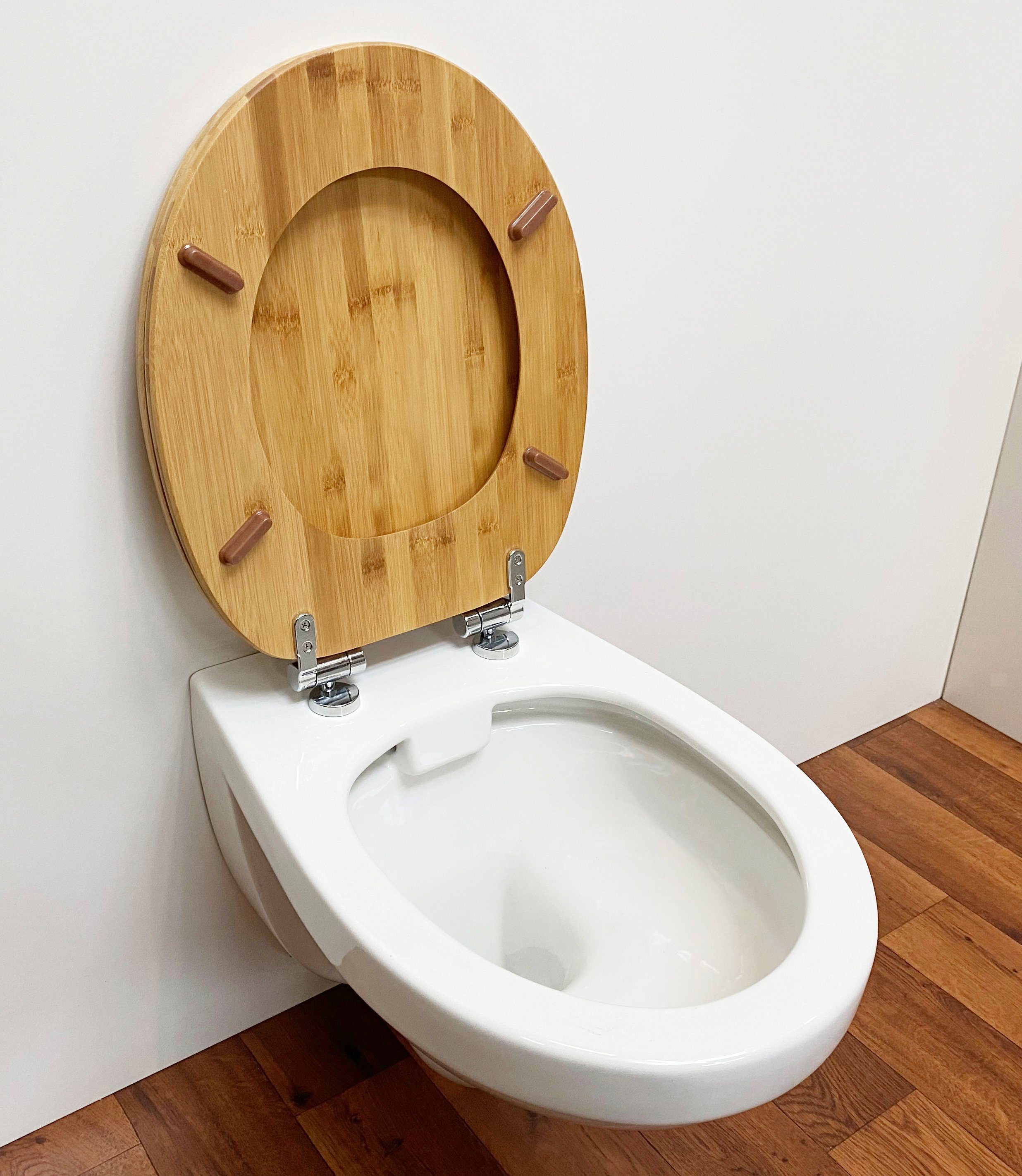 ADOB Toiletzitting Bamboe donker met soft-closemechanisme, geschikt voor alle gebruikelijke toiletten