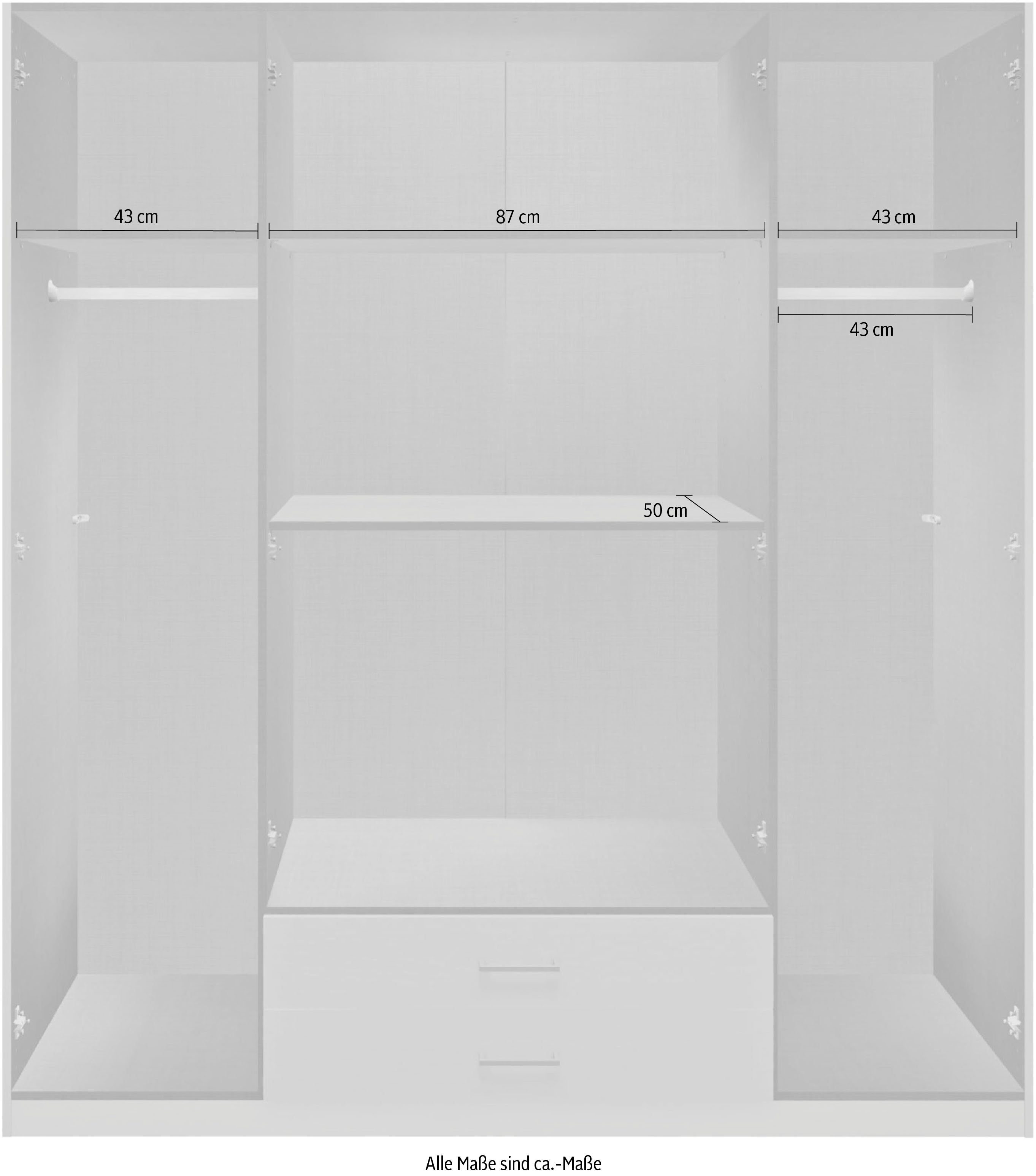 Wimex Draaideurkast Soest met gekleurde glazen deur, naar keuze 135 of 180 cm breed