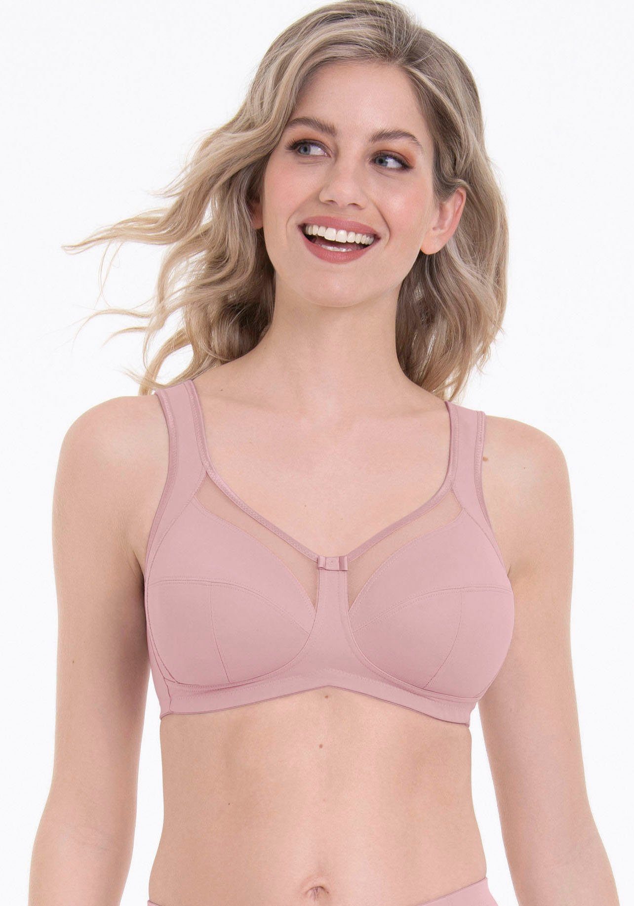 anita comfort steun-bh comfort-bh clara cup c-h, met transparant mesh in bovenste gedeelte cups roze