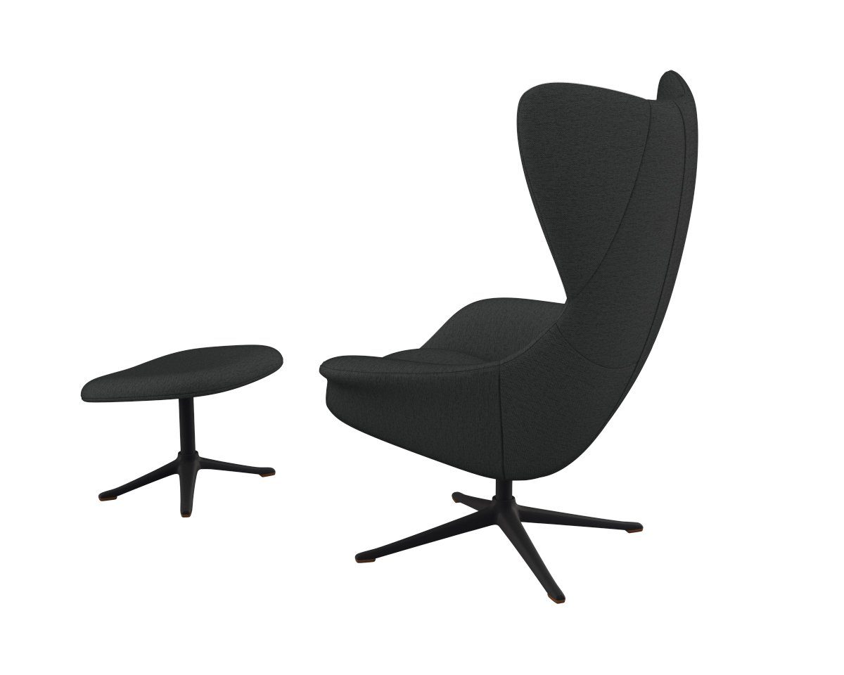 FLEXLUX Oorfauteuil Stilo relaxstoel, TV-stoel Solitaire, stijlicoon, draaibaar, zwarte poot