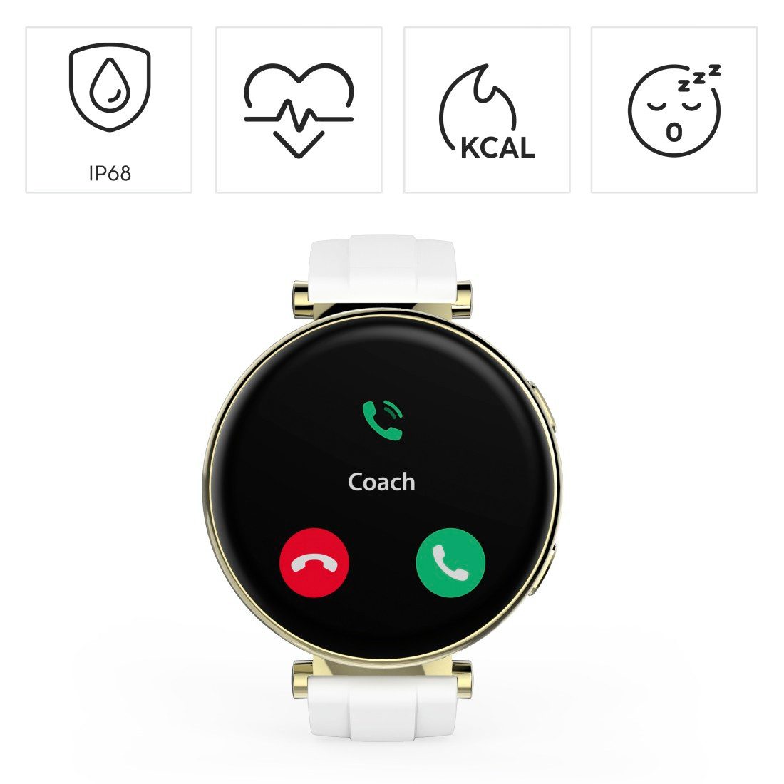 Hama Smartwatch Ronde smartwatch 1,32“ (fitness, belfunctie, hartslag, waterdicht)