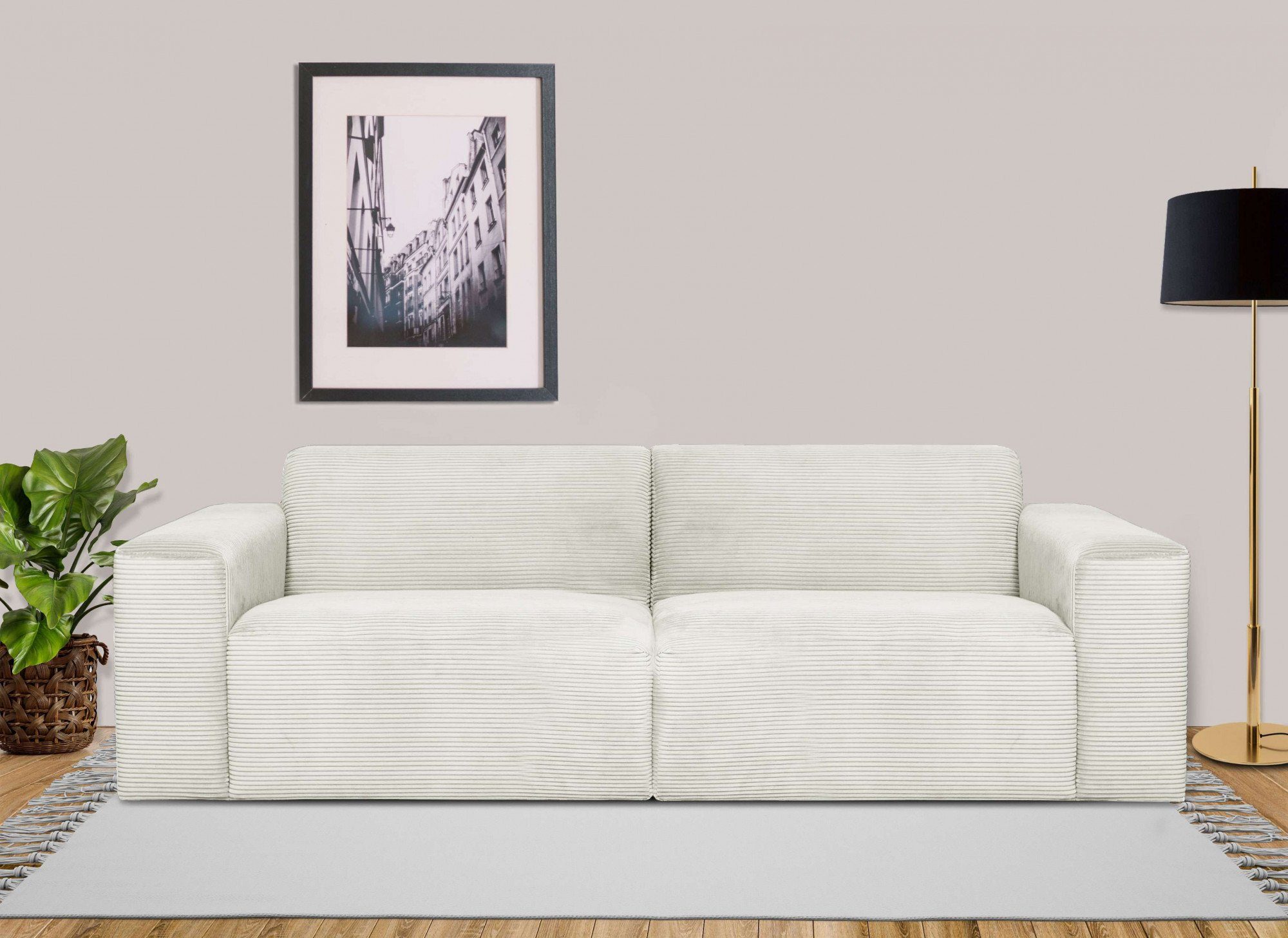 INOSIGN 3-zitsbank Koa, 228 cm, modulair bankstel in webstof, cord Designbank in corduroy, zachte lounge-zitcomfort