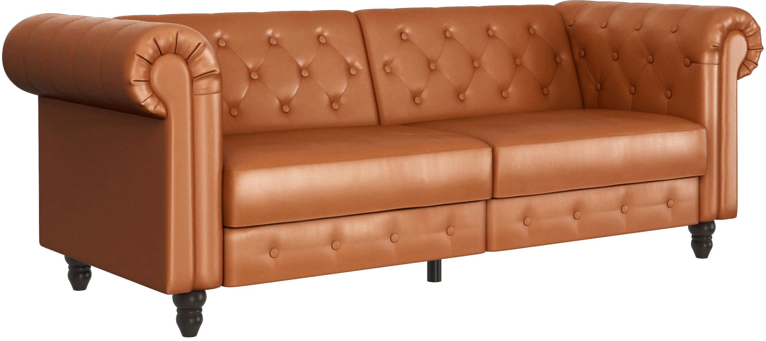 Dorel Home 3-zitsbank Felix, slaapbank 236 cm(ligoppervlak 108 x 190 cm), rugleuning 3-voudig verstelbaar, velours, kunstleer, luxe vintage microvezel