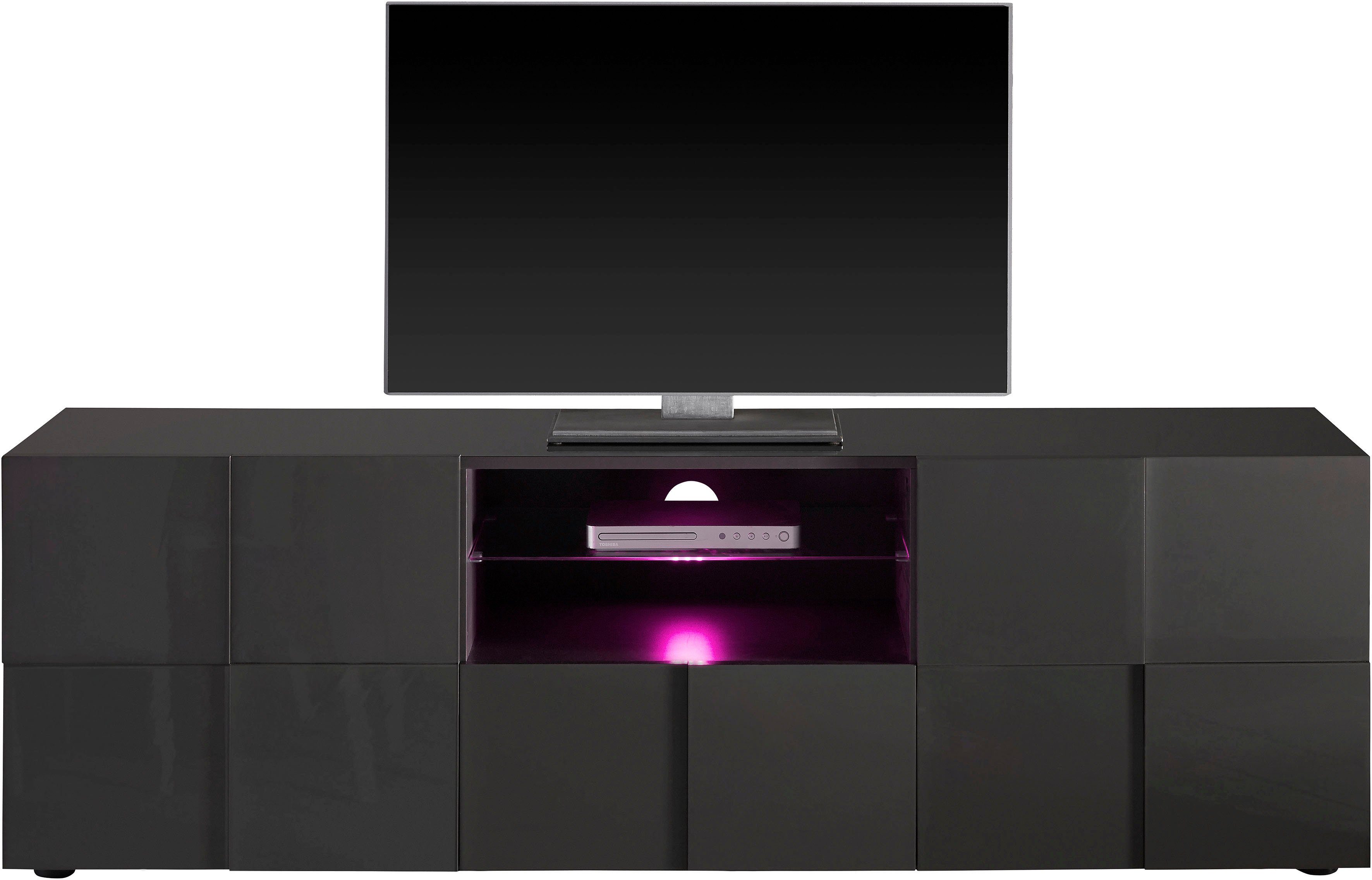 INOSIGN Tv-meubel Dama Breedte 181 cm, TV-meubel 2 deuren, 1 lade, TV-kast Front in 3D-uiterlijk, veel opbergruimte, verschillende kleuren