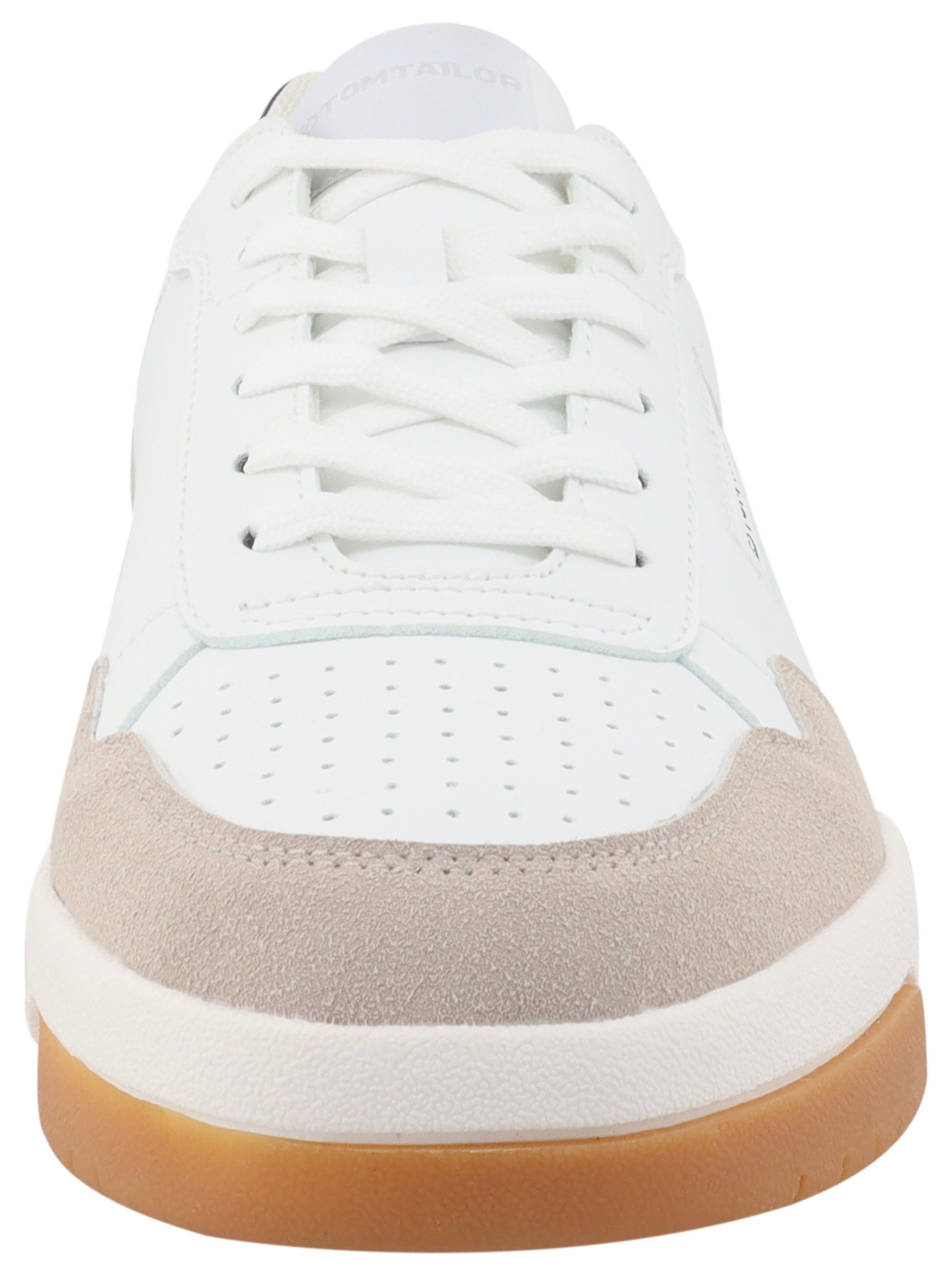Tom Tailor Sneakers met sleehak , vrijetijdsschoen, lage schoen, veterschoen met perforatie