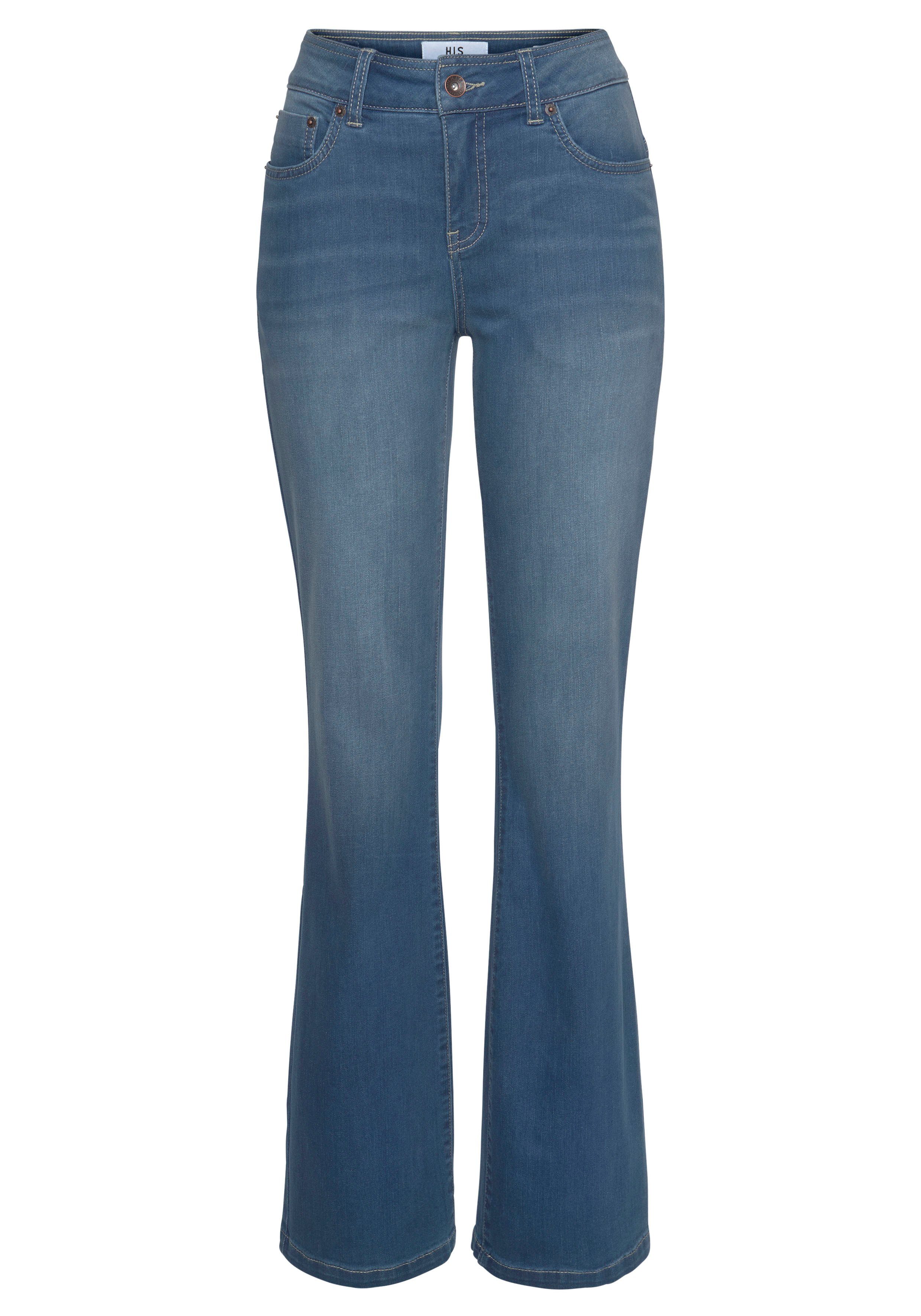 H.I.S Bootcut jeans High waist hoge taille, bootcut, met used-effecten, ook in lange maten