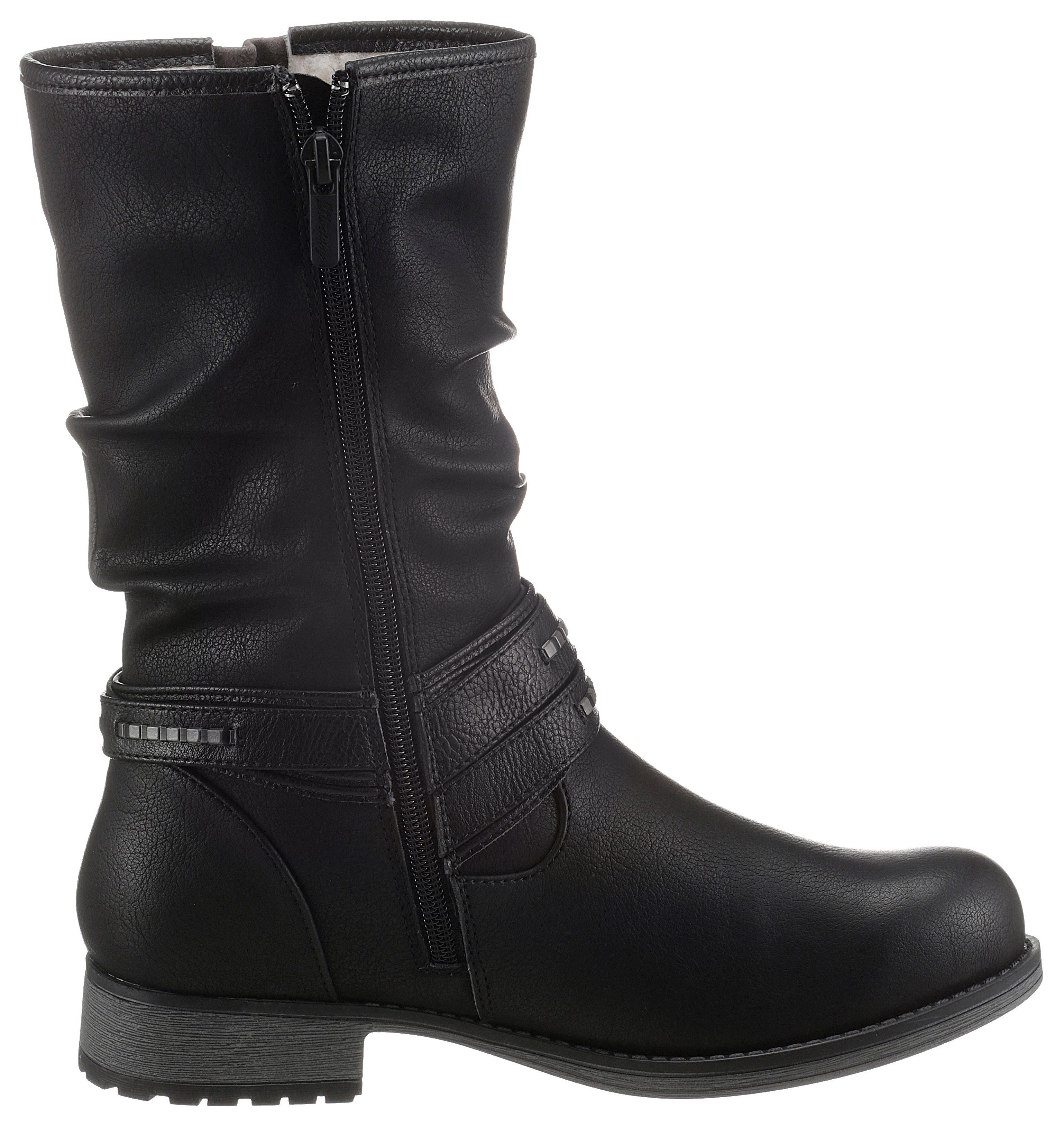 Mustang Shoes Winterlaarzen , enkellaarsjes, winterlaarzen met decoratieve gespen aan de slouchy schacht