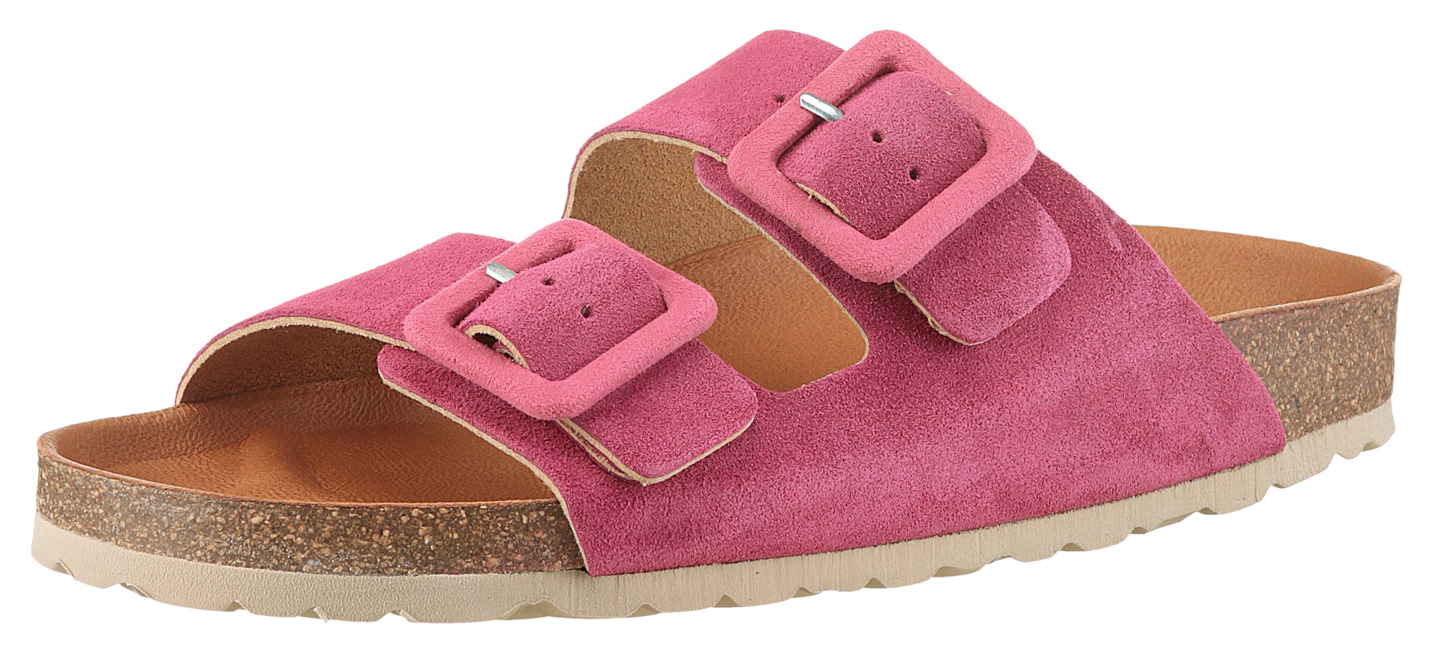 VERBENAS Slippers Randell Velour , zomerschoen, slippers, huisschoen, vakantieschoen met zacht voetbed dames sandaaltjes maat 37 roze