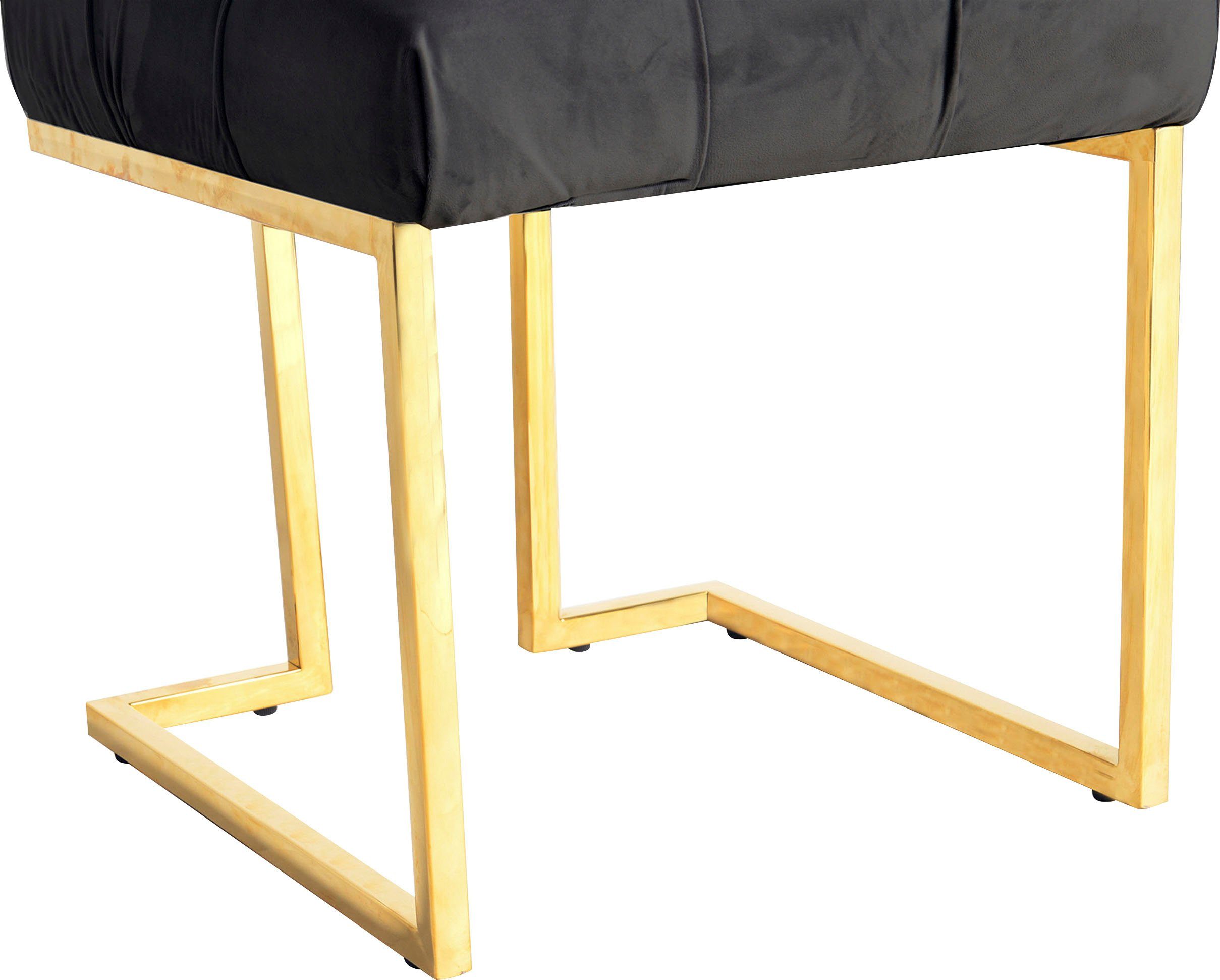 Kayoom Zithocker Kruk Rare, elegante uitstraling door goudkleurige frame hoekig, fluweelzacht, doorgestikt, met sierknopen, edelstalen frame (1 stuk)