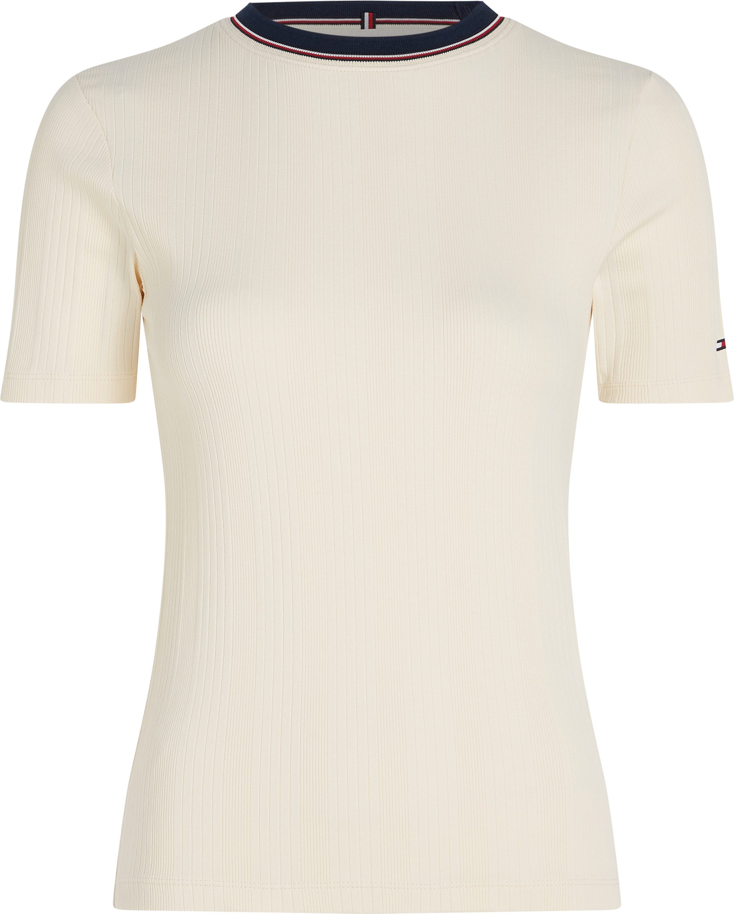 Tommy Hilfiger T-shirt RWB SLIM TEE SS C-NK met contrastdetails, structuur