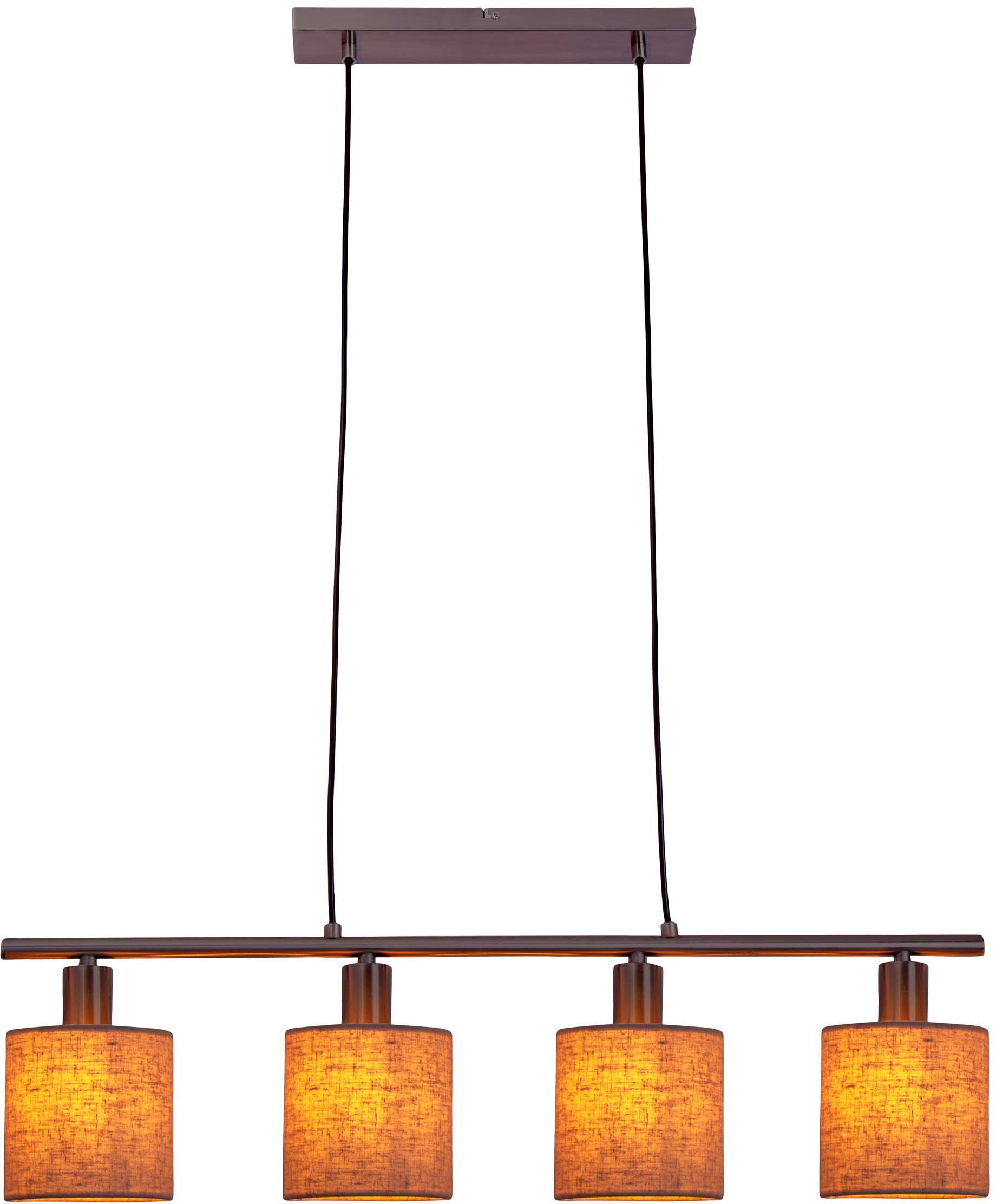 näve Hanglamp Maron Hang-, stoffen pendellamp, L: 71,5 cm, 4xE14 max. 40W, metaal/textiel (1 stuk)