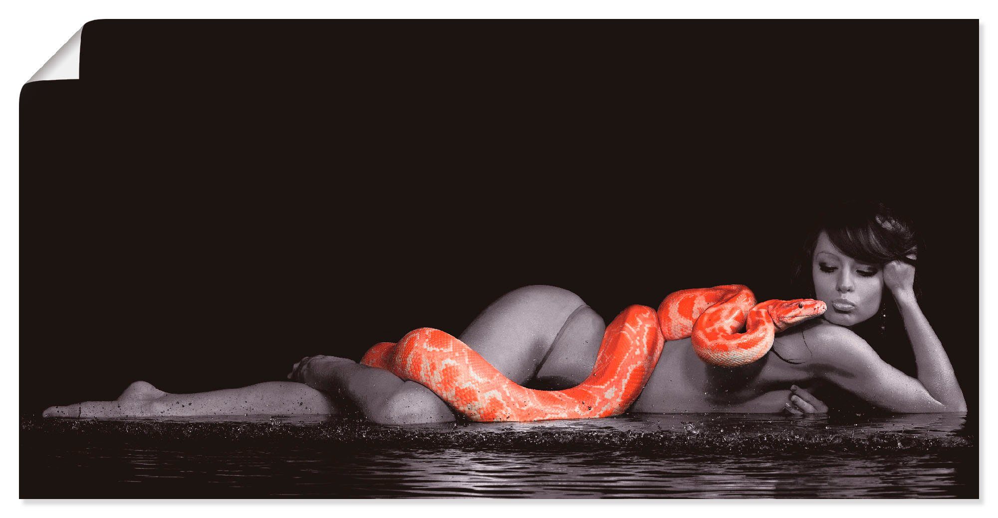 Artland artprint Frau in Wasser liegend mit Python