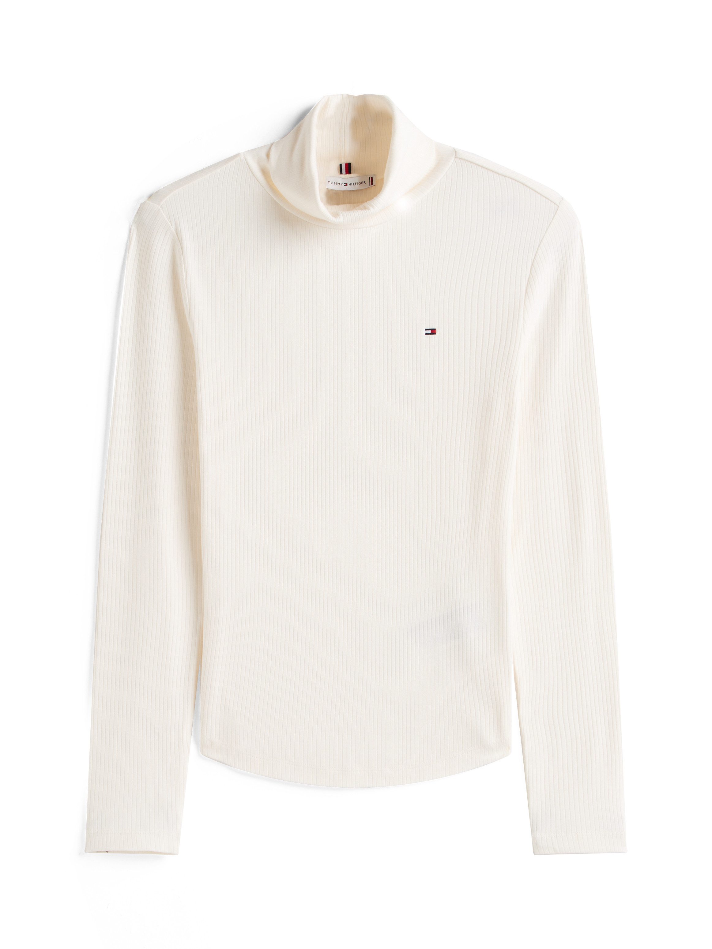 Tommy Hilfiger Shirt met lange mouwen SLIM 5X2 RIB ROLL-NK LS in een geribde structuur