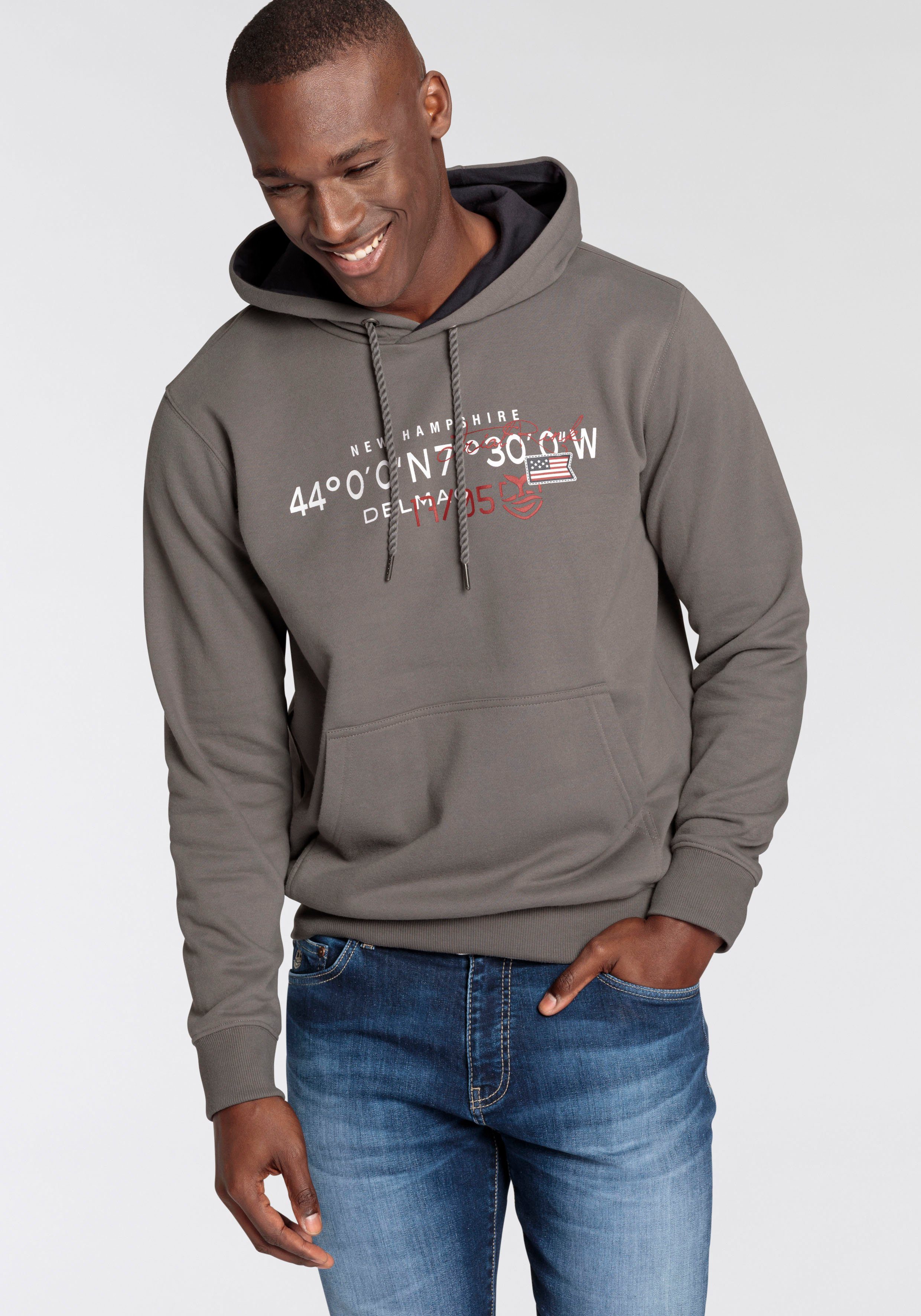 DELMAO Hoodie Lange mouwen, losse pasvorm, met print, met capuchon heren hoodies maat M (48/50) grijs