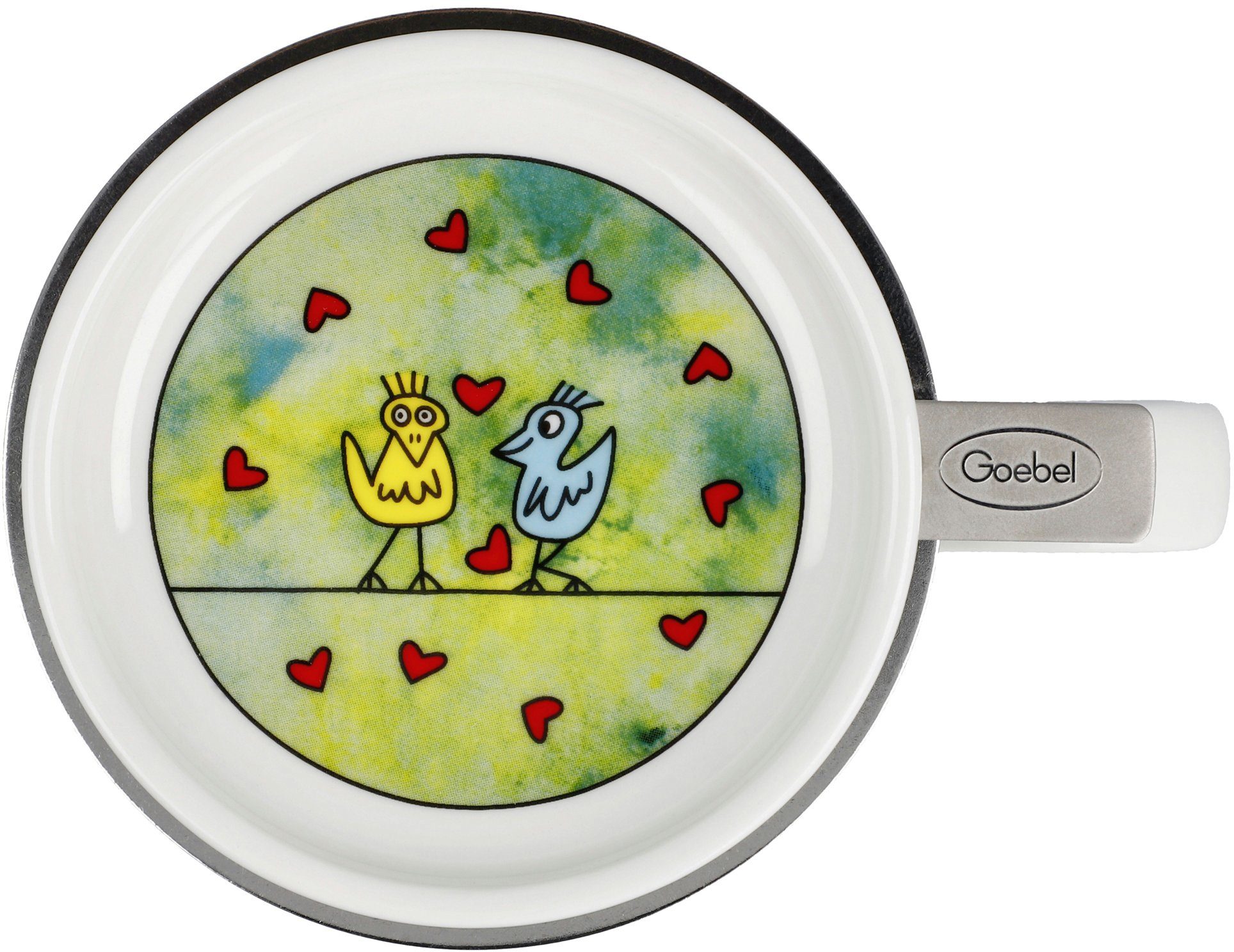 Goebel Kopje Rizzi Pop Art, theekop, James Rizzi - Vogels op een liefdesdraad