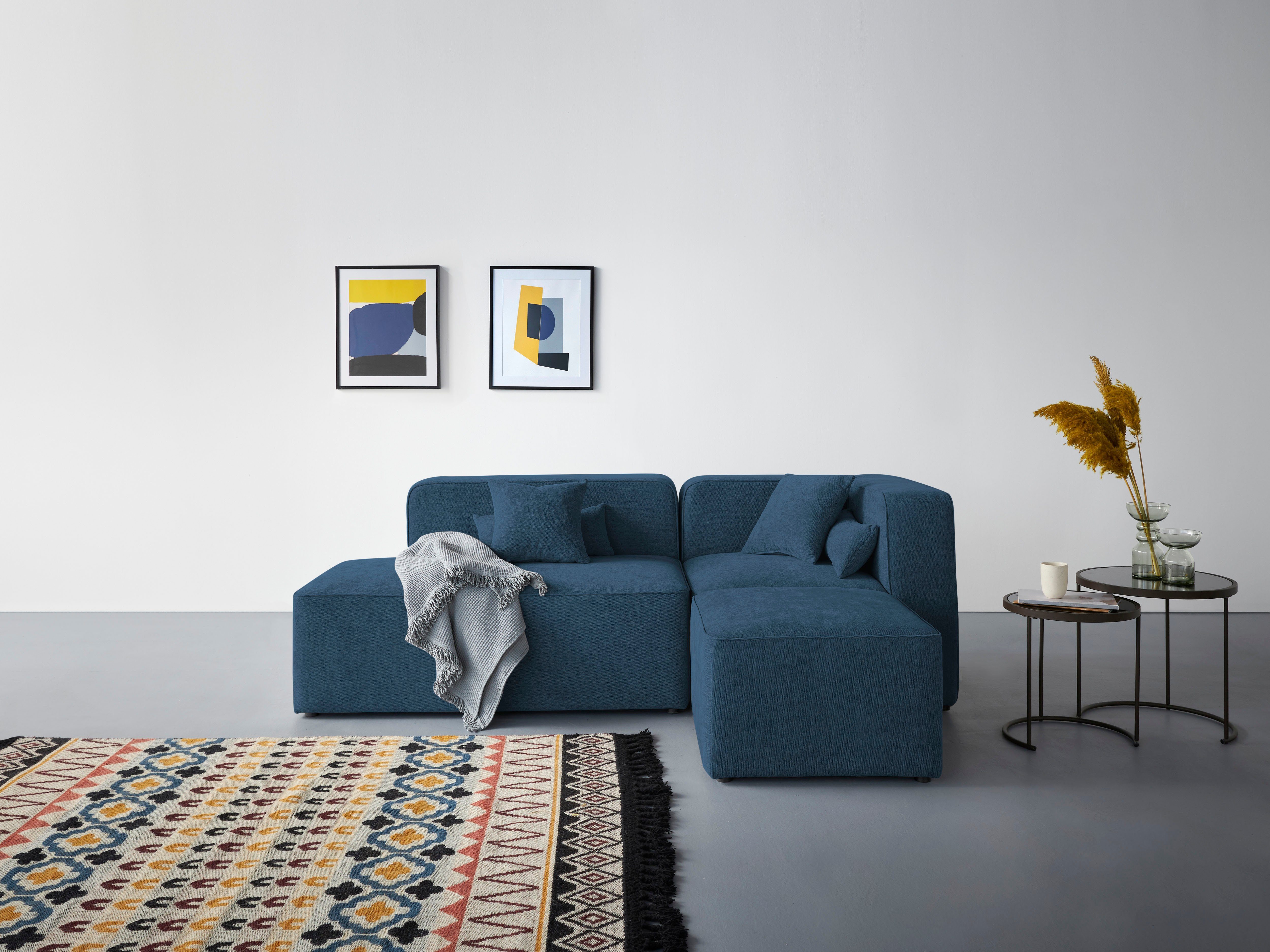 andas Hoekbank Sundstrup L-vorm Moduleserie, individuele samenstelling blauw, hoekbanken, 233 cm