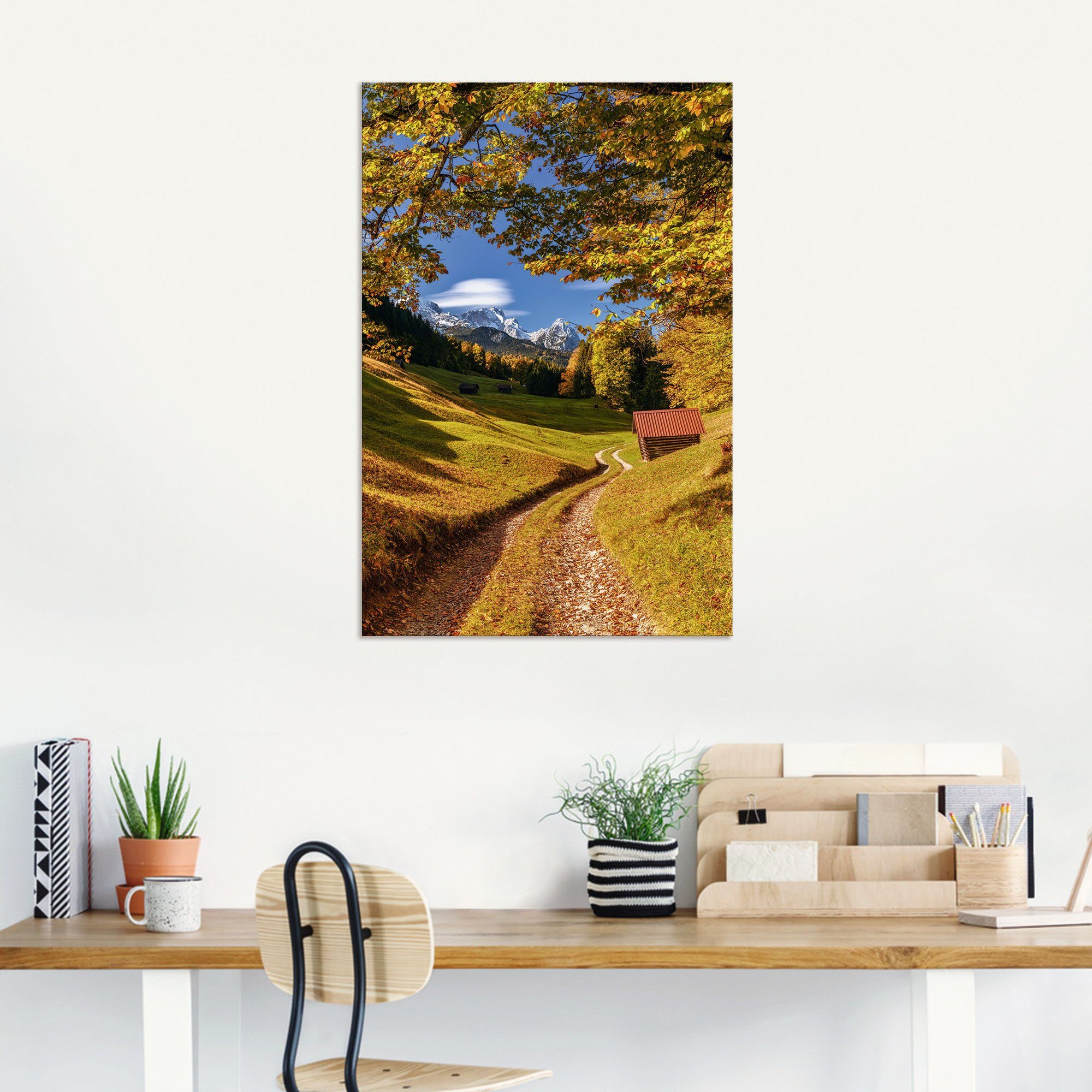 Artland Artprint Goudkleurige herfstOpper-Beieren als artprint van aluminium, artprint op linnen, muursticker of poster in verschillende maten