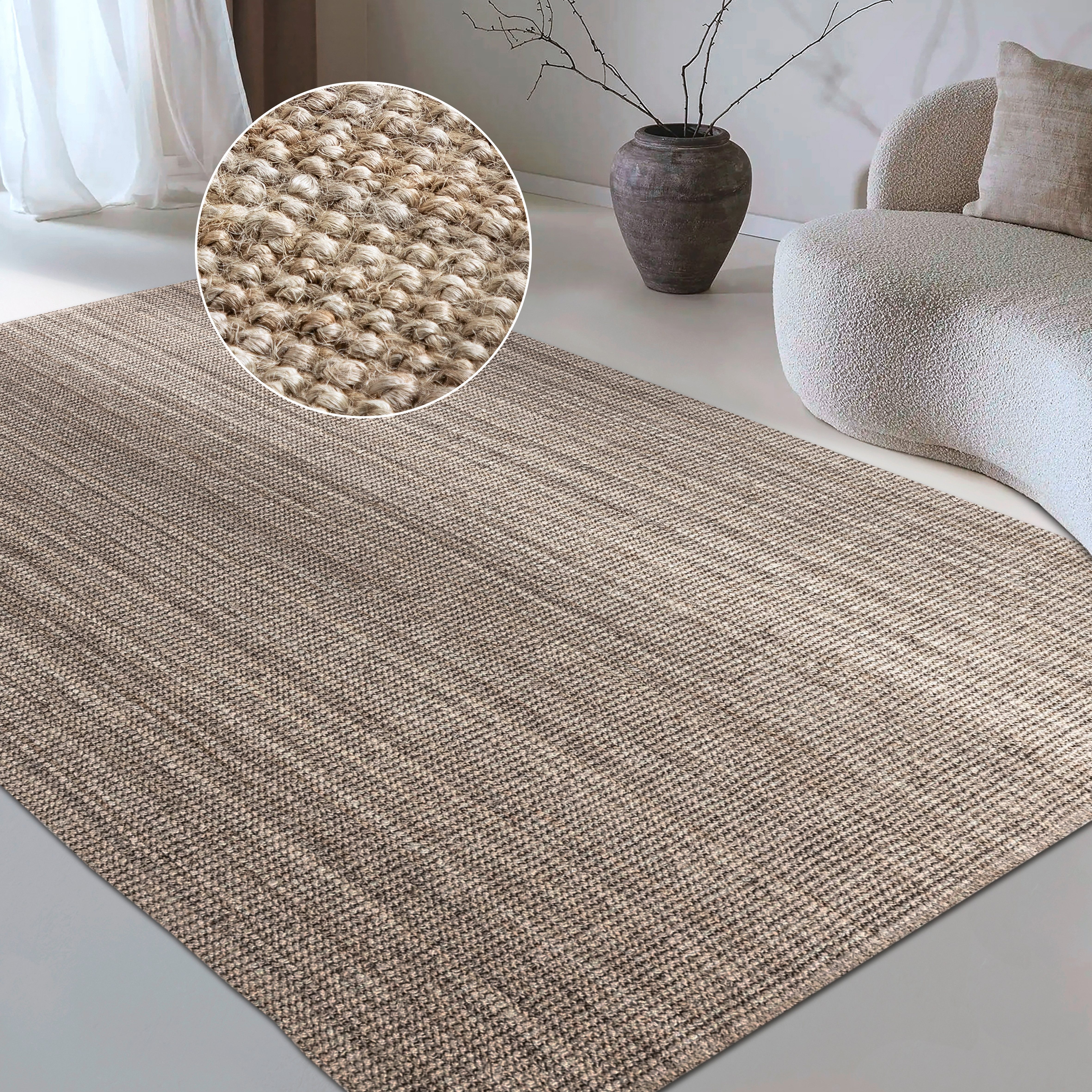 my home Vloerkleed Avot jute tapijt 100% jutevezel, duurzaam, loper, eetkamer, woonkamer, scandinavisch