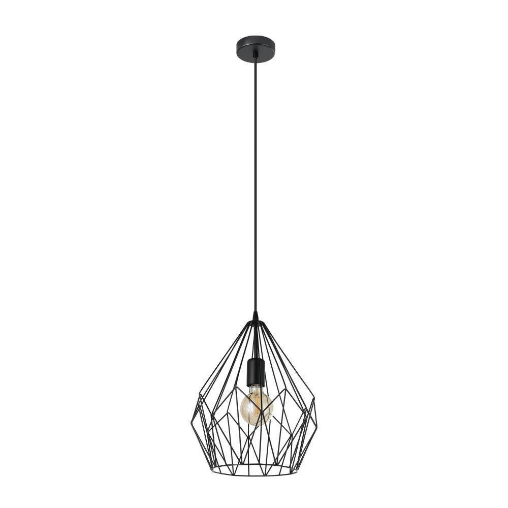 EGLO Hanglamp CARLTON hanglamp, zwart, staal, excl. lichtbron, retro Vintage hanglamp, retro hanglamp, kleur: zwart, fitting: E27