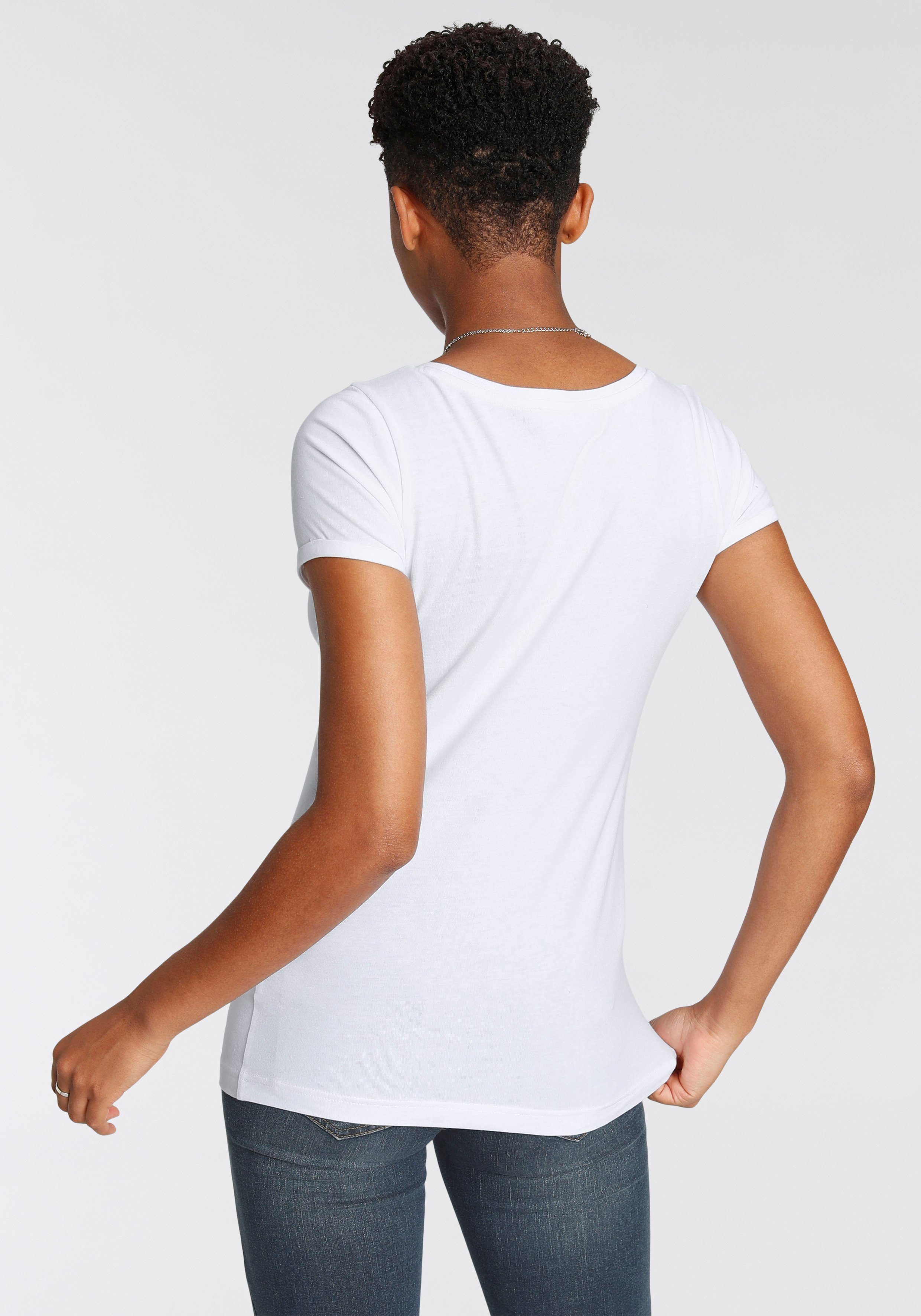 Arizona T-shirt Korte mouwen, figuurvolgend, basic-stijl, van katoenmix