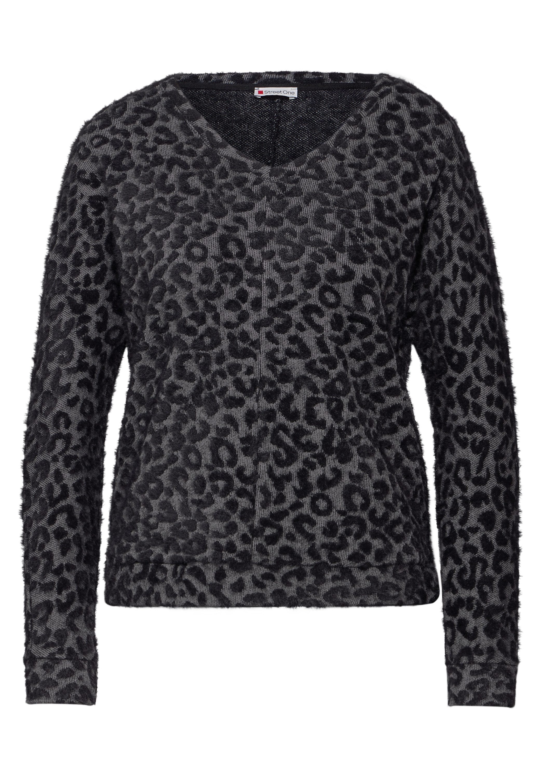 STREET ONE Shirt met lange mouwen met knuffelig leopardenpatroon