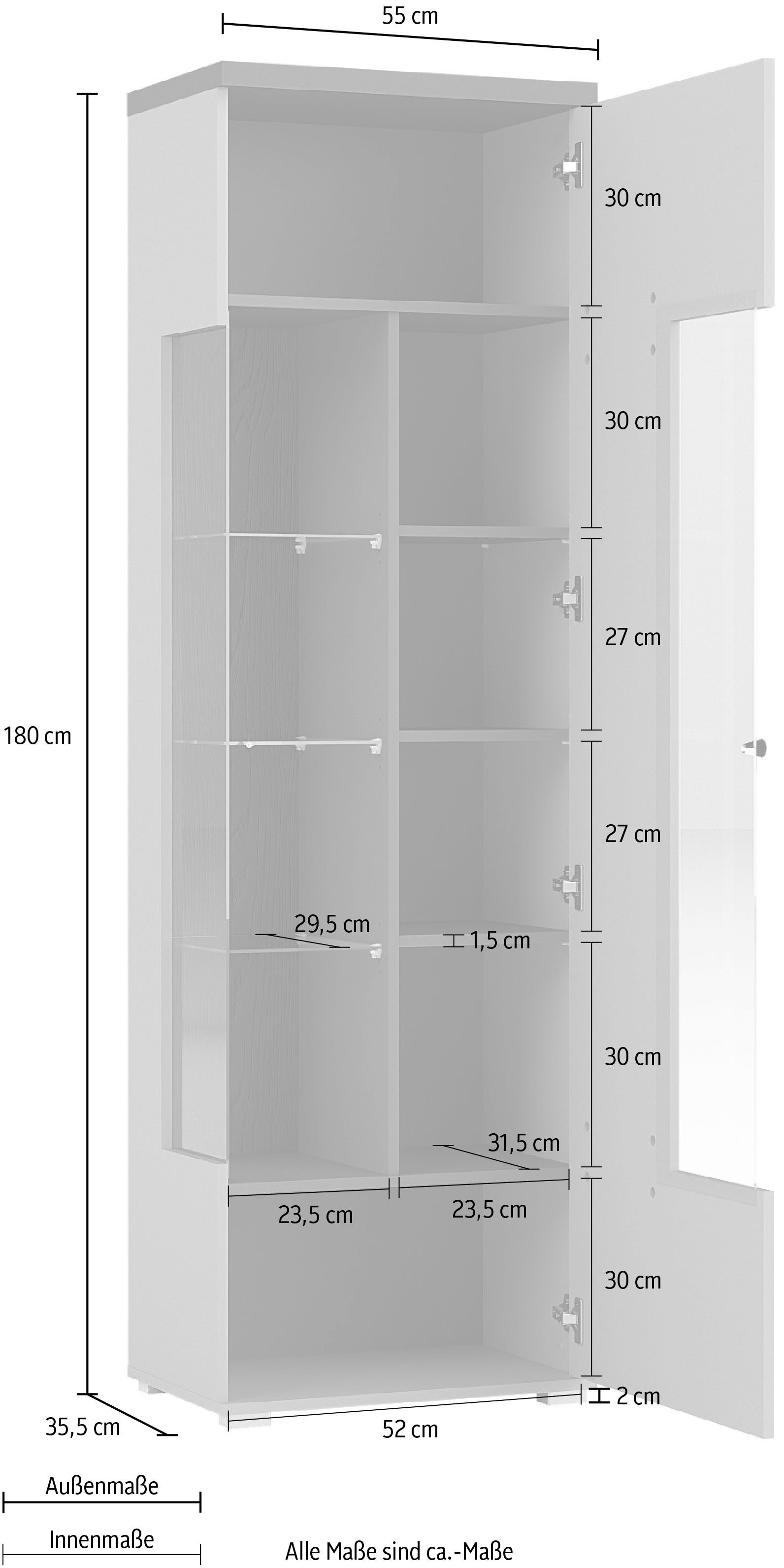 INOSIGN Vitrinekast Serio Breedte 35 cm