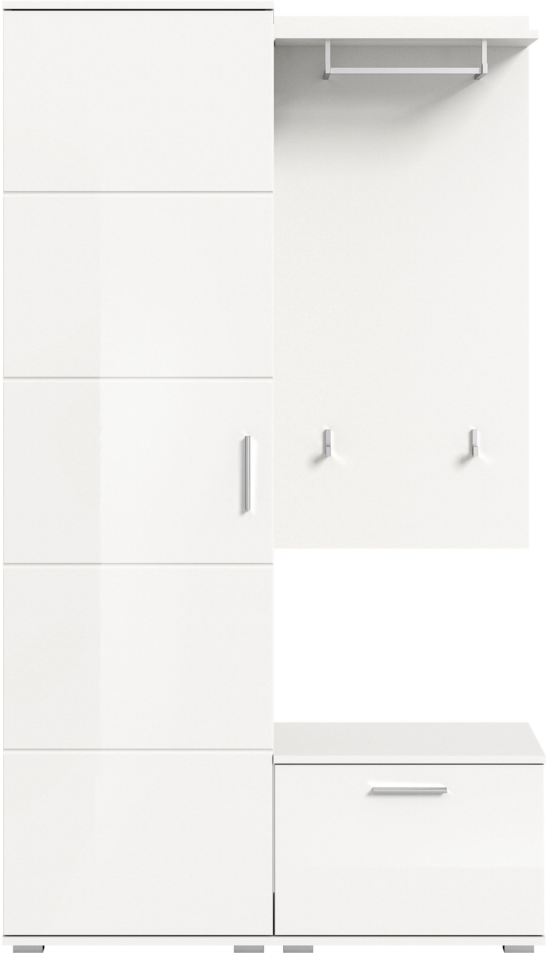 INOSIGN Halmeubelset Valge, Breedte 110 cm, 3-delig Set, bestaande uit: (3-delig) kapstokpanelen wit