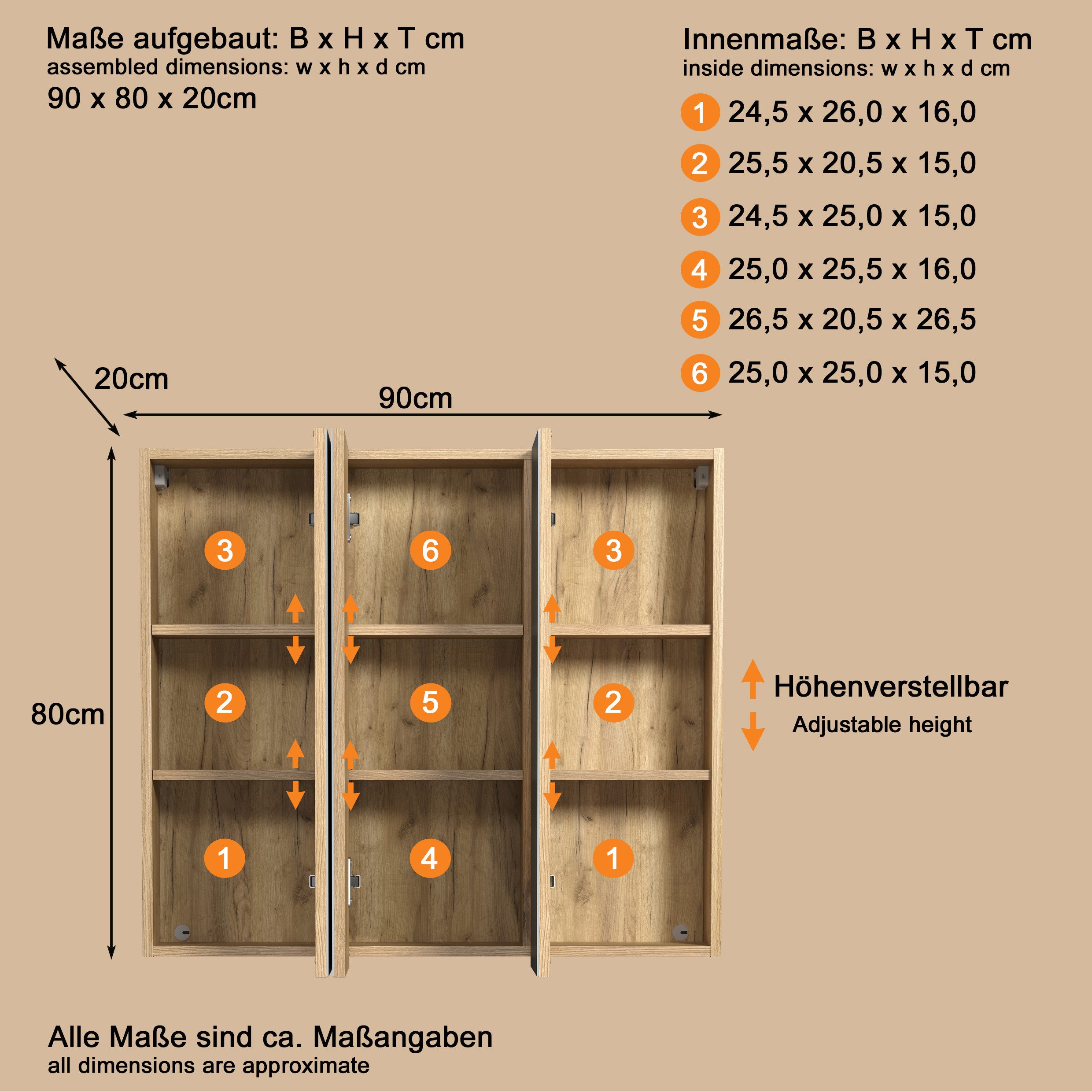 welltime Spiegelkast Amrum 3-deurs badkamer spiegel met opbergruimte - afmetingen (b/d/h) 90/20/80 cm (1 stuk)