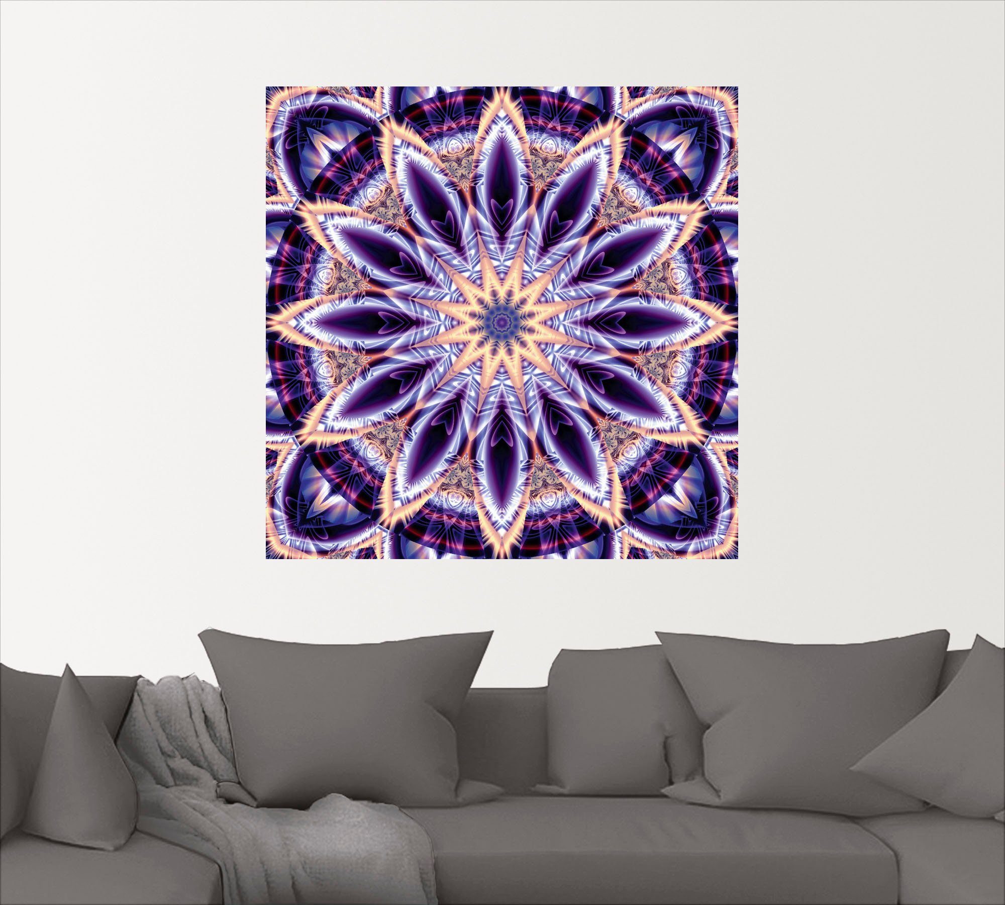 Artland Artprint Mandala ster paars als artprint op linnen, muursticker in verschillende maten