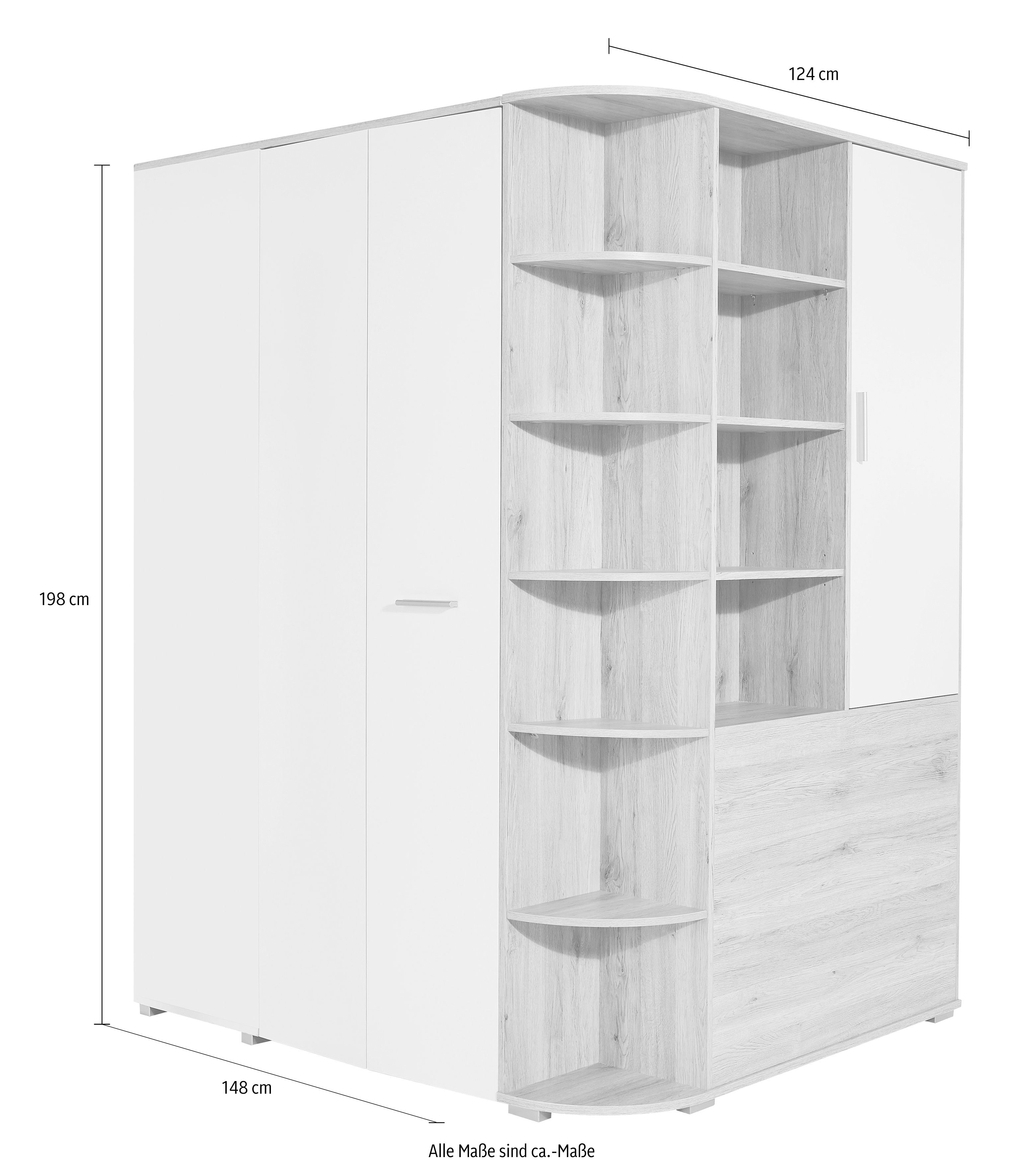 Wimex Tienerkamerset Joker kledingkast met garderobe, bed en opberglades (set, 4-delig)