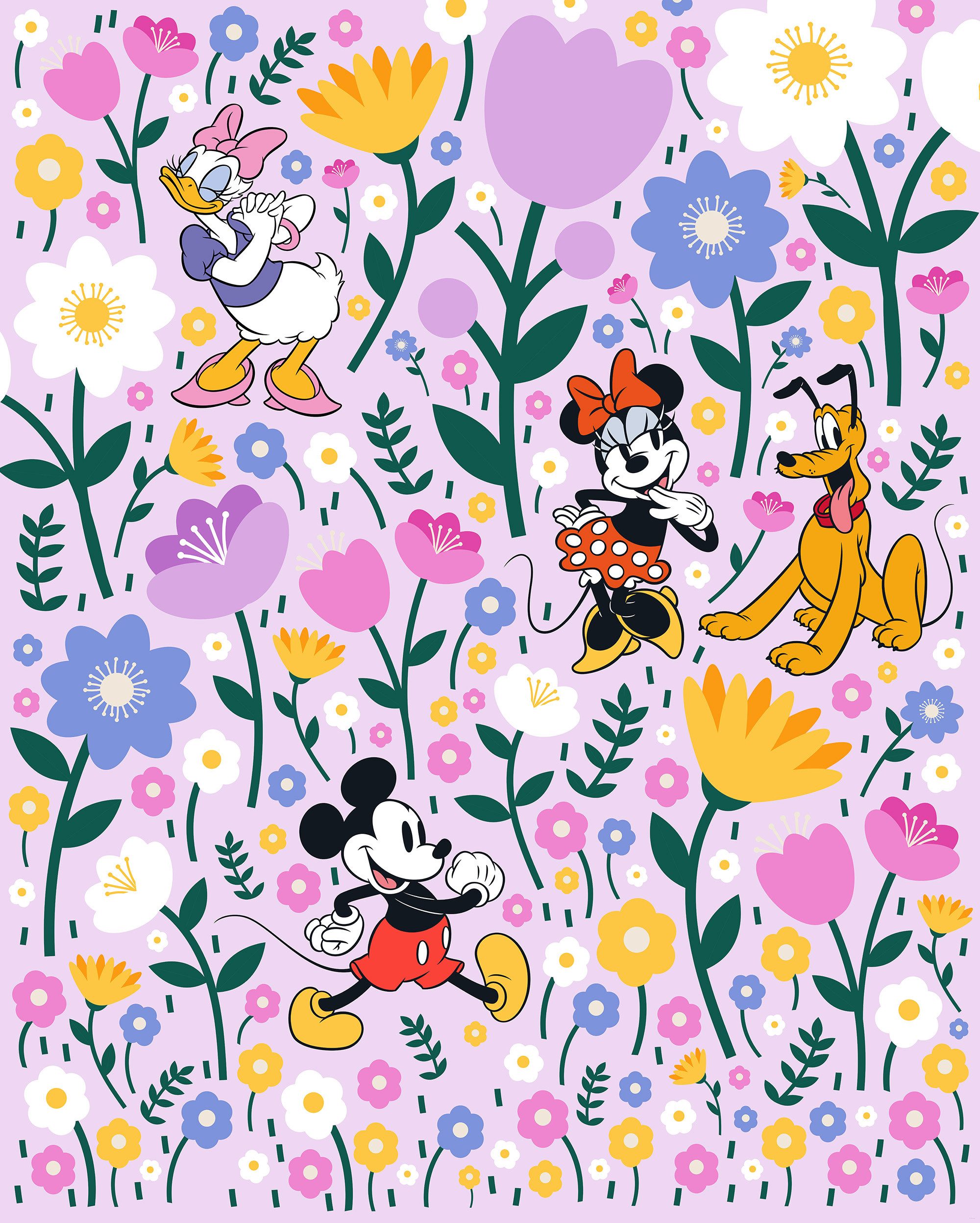 Komar Kinderbehang Disney Mickey Mouse and Minnie Mouse Botanical Spring (1 stuk)