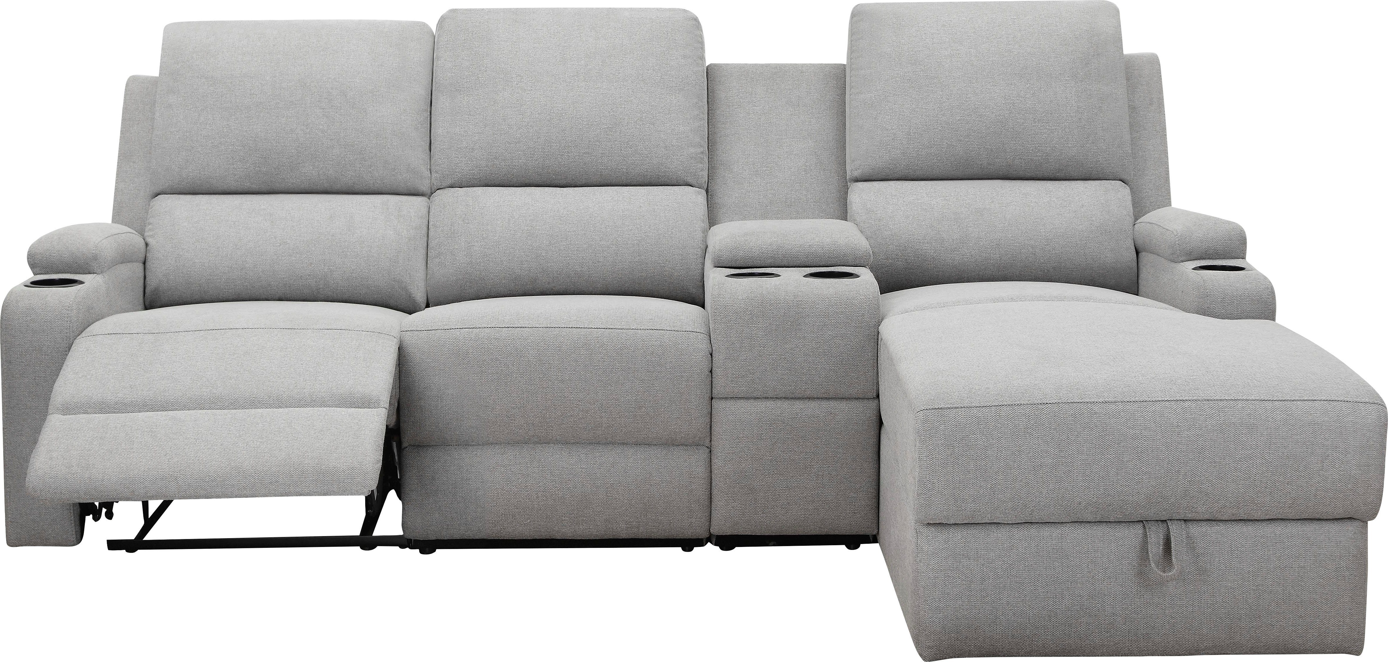 Home affaire Hoekbank Napori multimediabank, 3 bioscoopstoelen XXL, L-model, Bioscoopbank met relaxfunctie, bekerhouder, opbergvak en opbergbox