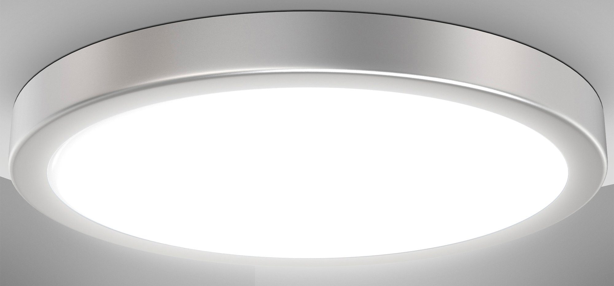 B.K.Licht Led-plafondlamp BK_DL1537 LED Deckenlampe, Ø38cm, Neutralweißes Licht, Silberfarbig