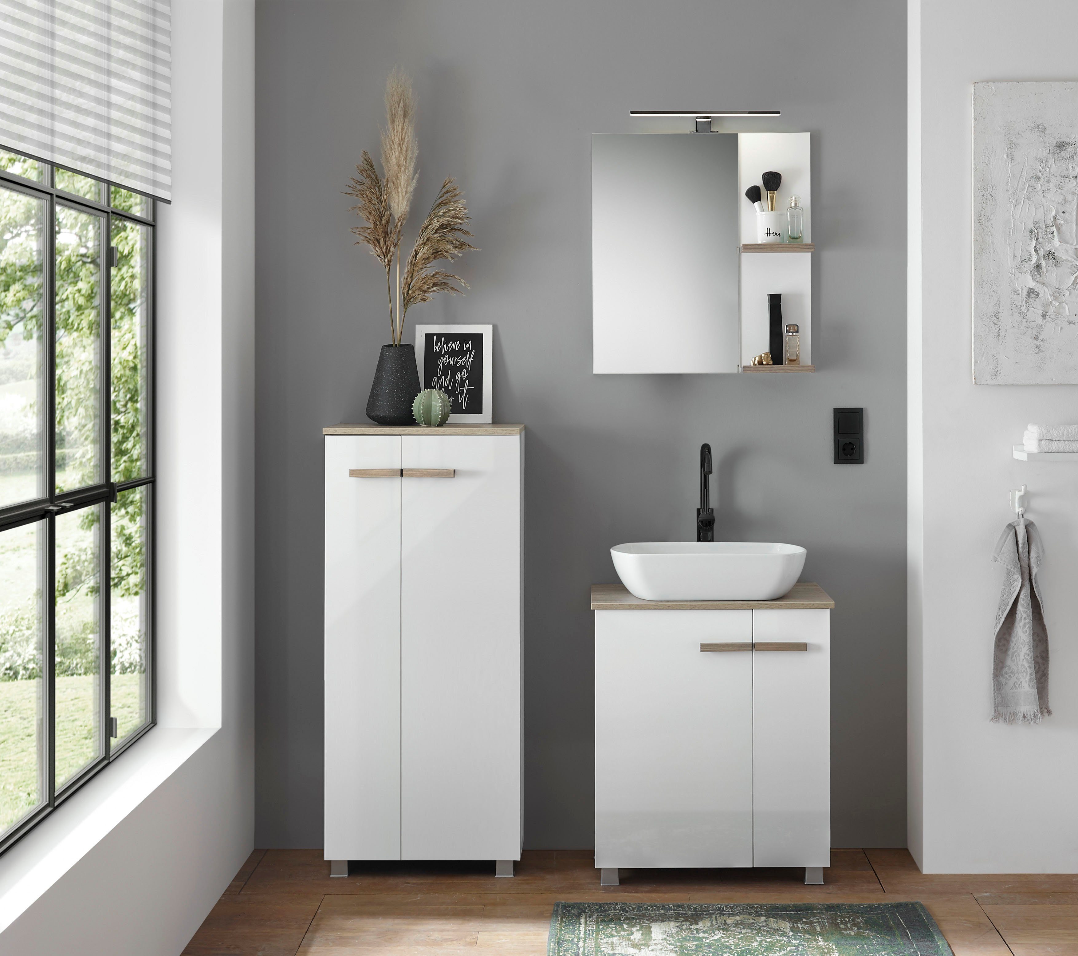 Places of Style Badkamerserie SOLiD, badkamermeubelset, badkamer in modern ontwerp, 3-delige badkamer (set, 3-delig)